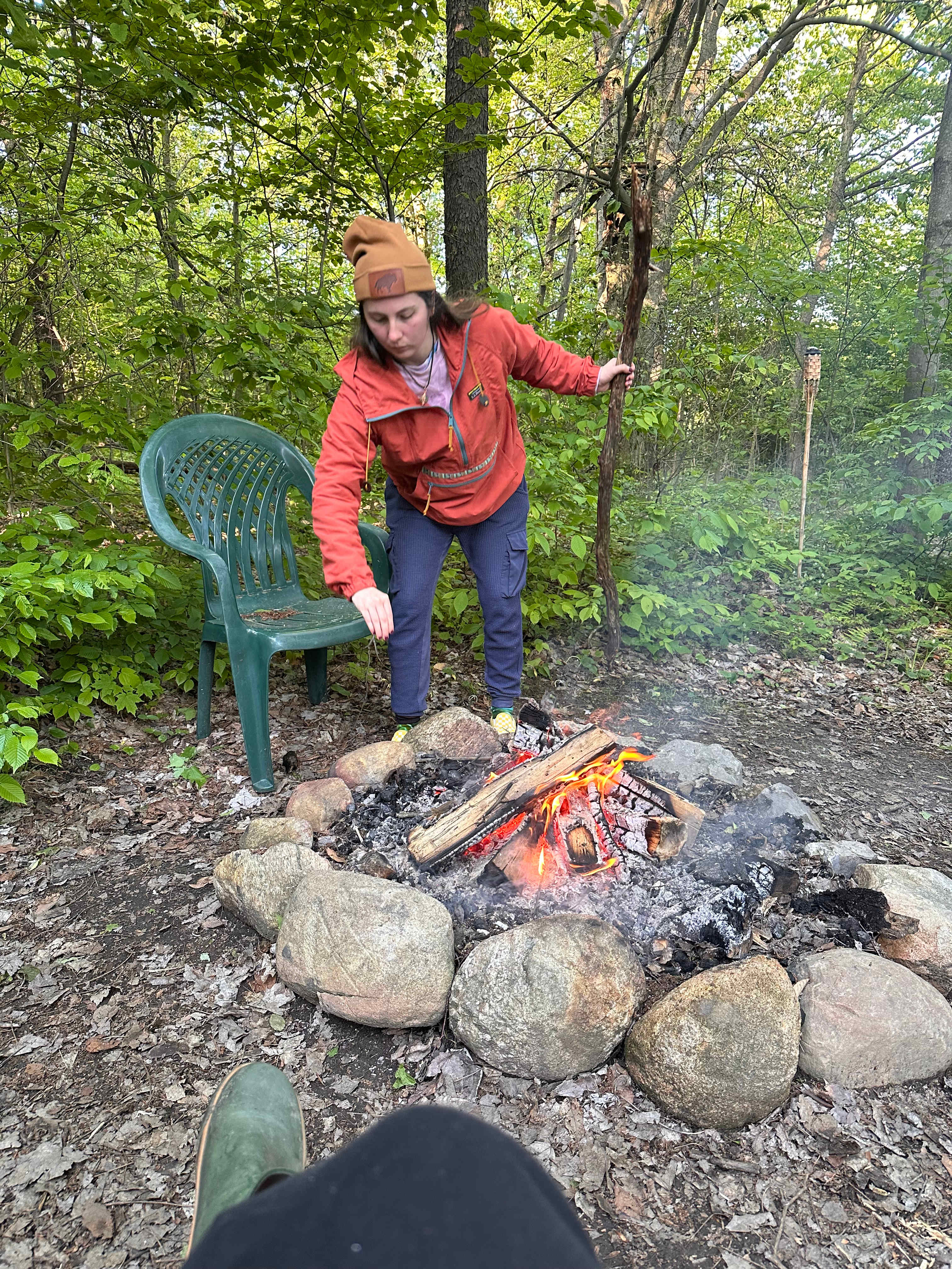 Each site has its own fire ring, our site also has a bit more privacy and a giant picnic table! 