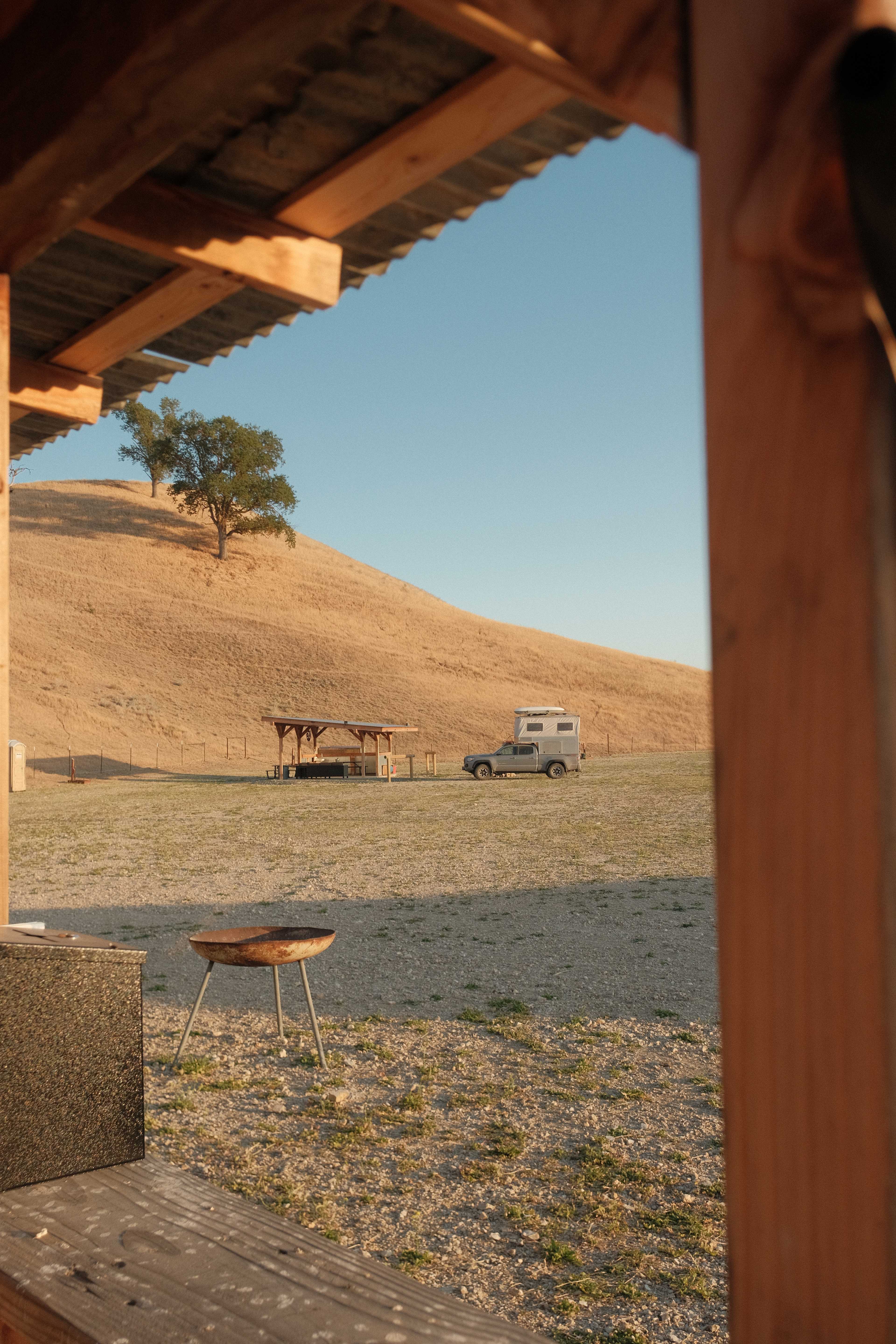 View of the site from the bunkhouse! So spacious - bunkhouse is so sweet if you need a warm up! 