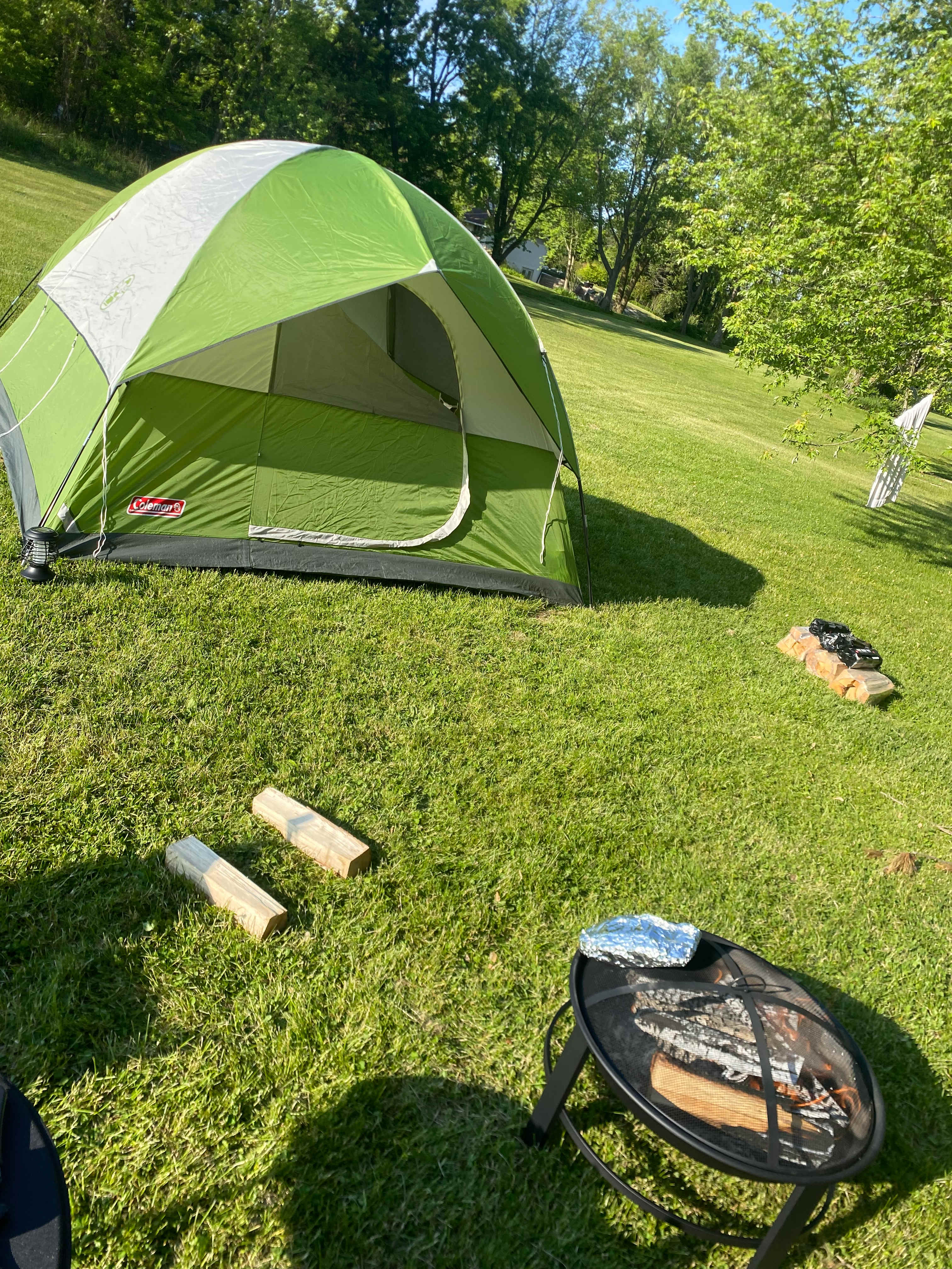 Bring a fire pit for personal use. None on site. 