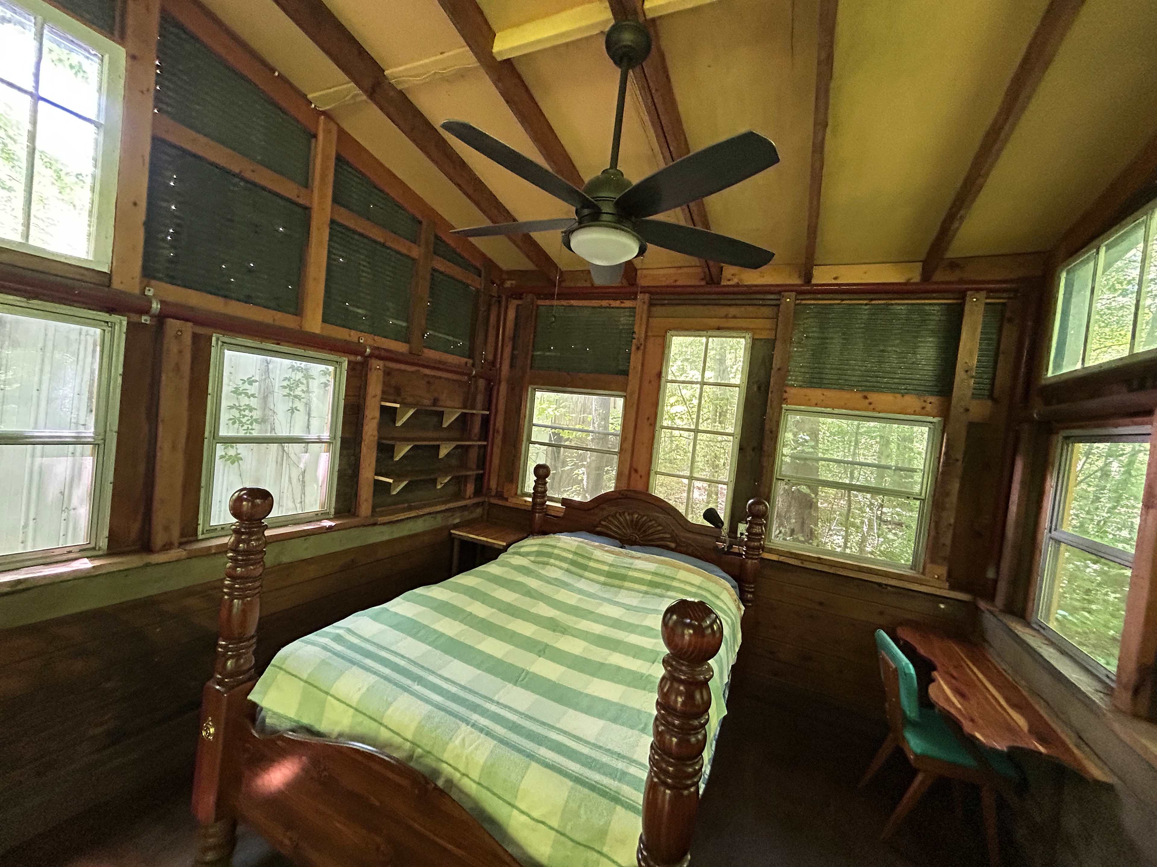 Newly updated cabin: a custom desk, new shelves, a fresh c