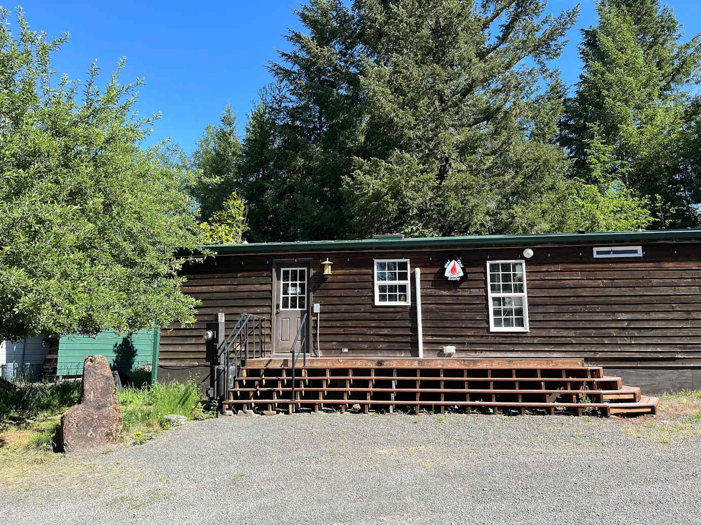 Pull Caffe tasting room. Guests have access to the building and restroom + shower within. Also plenty of parking on the gravel lot.