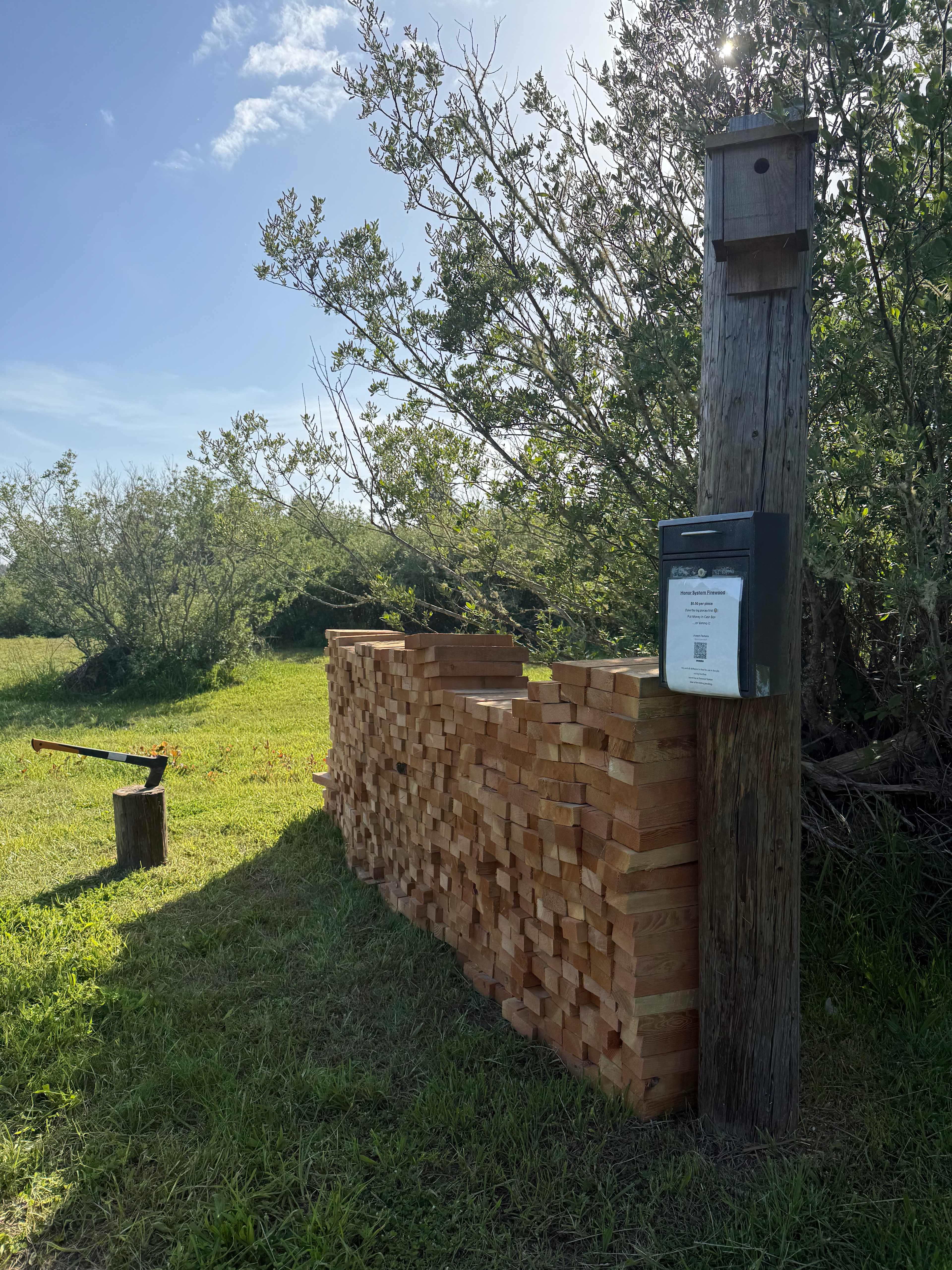 Honor system firewood in middle of campground 