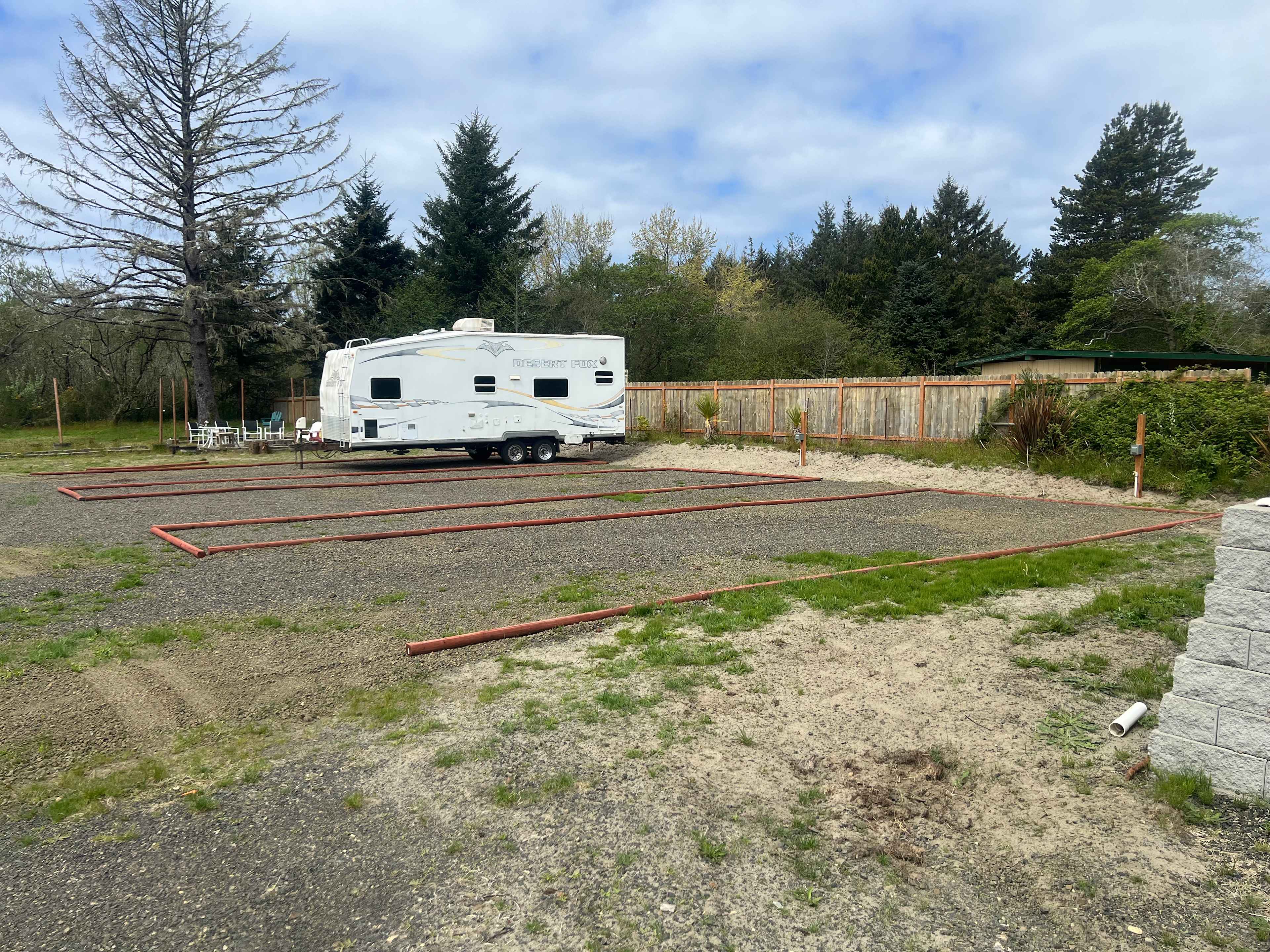 RV site with water and electric hookups – all set for your stay