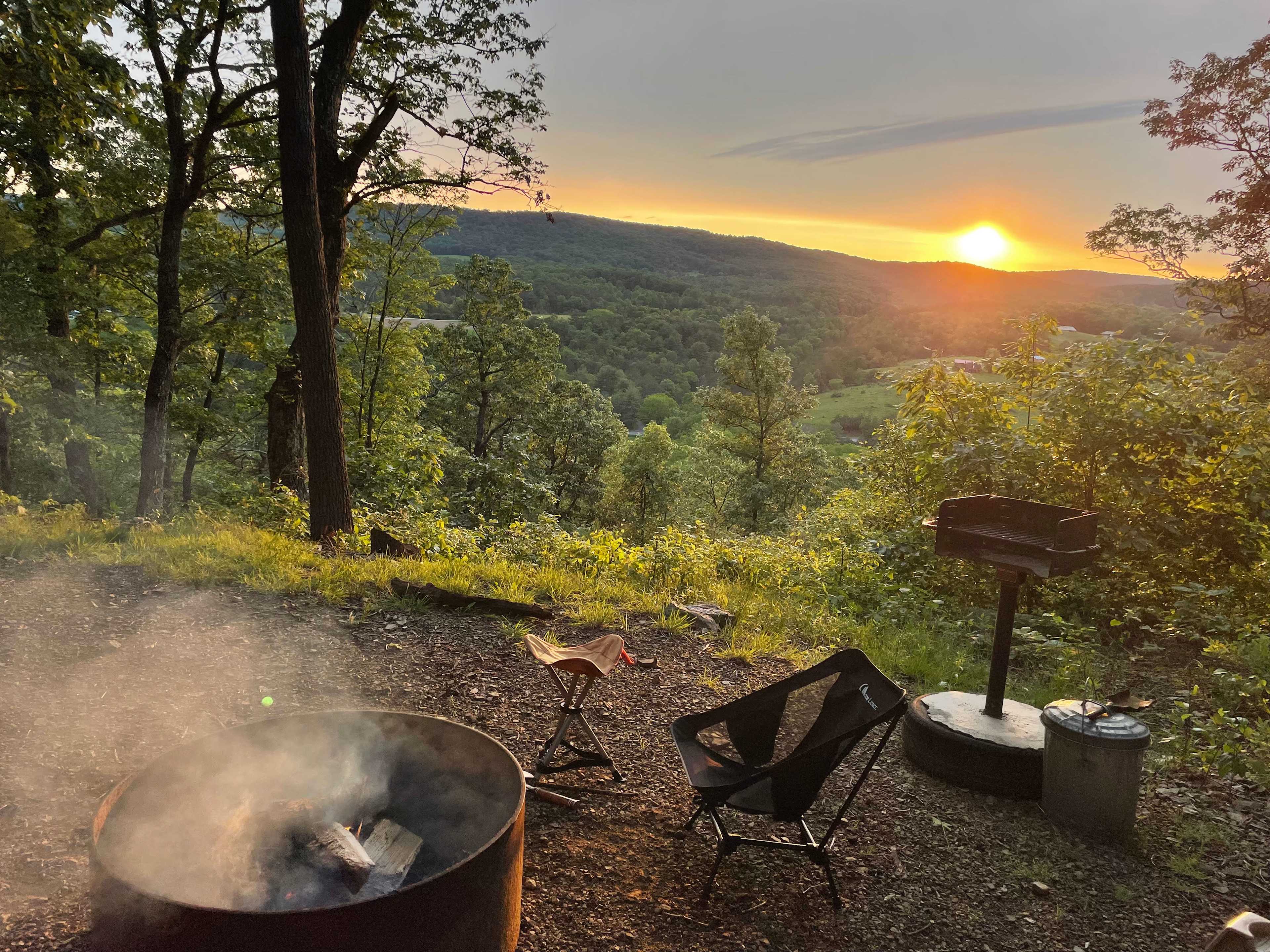 Sunset from Tall Oaks at Grouseland Hospitality