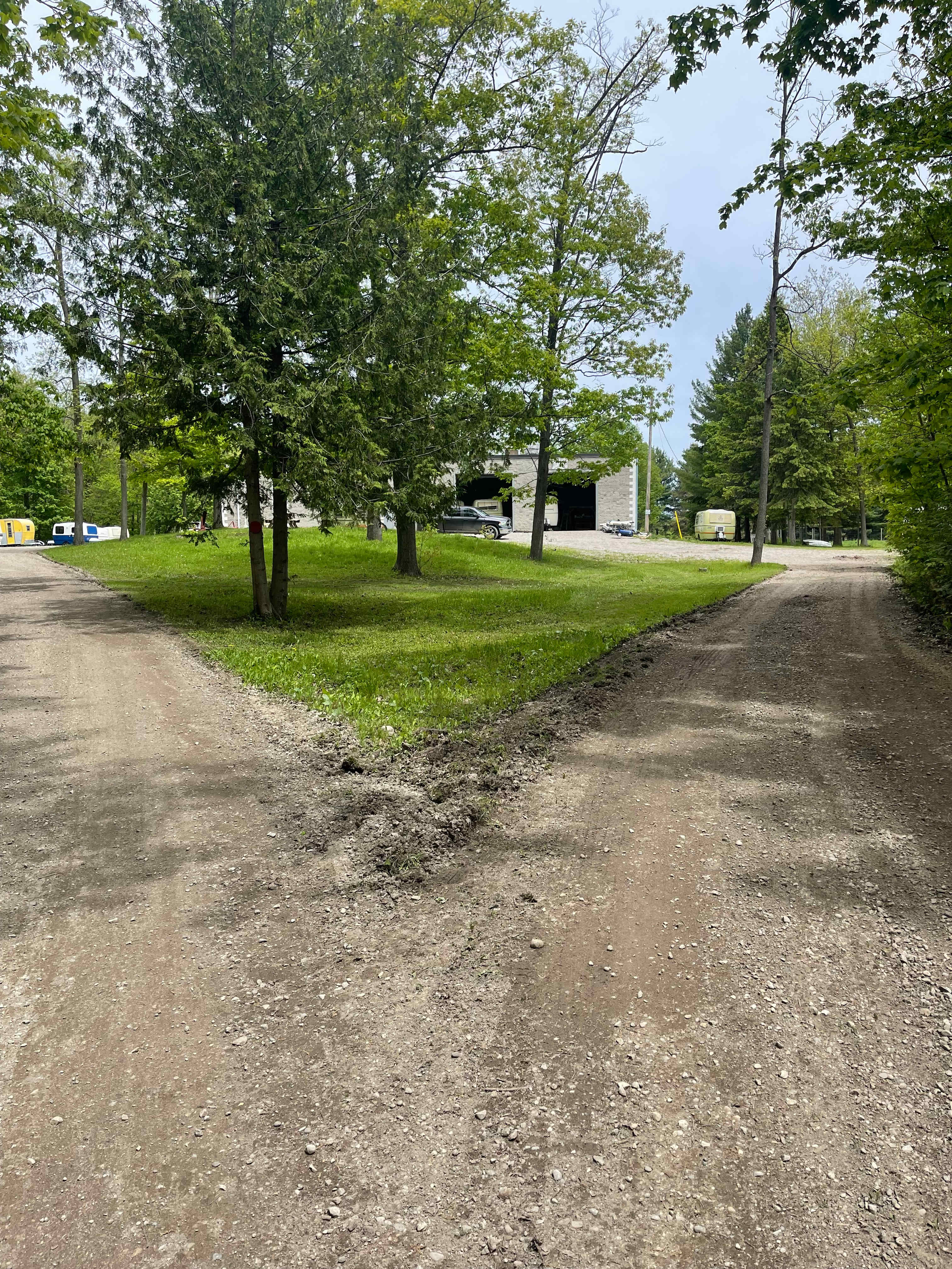 The fork in the road. To the left is where the site is. 