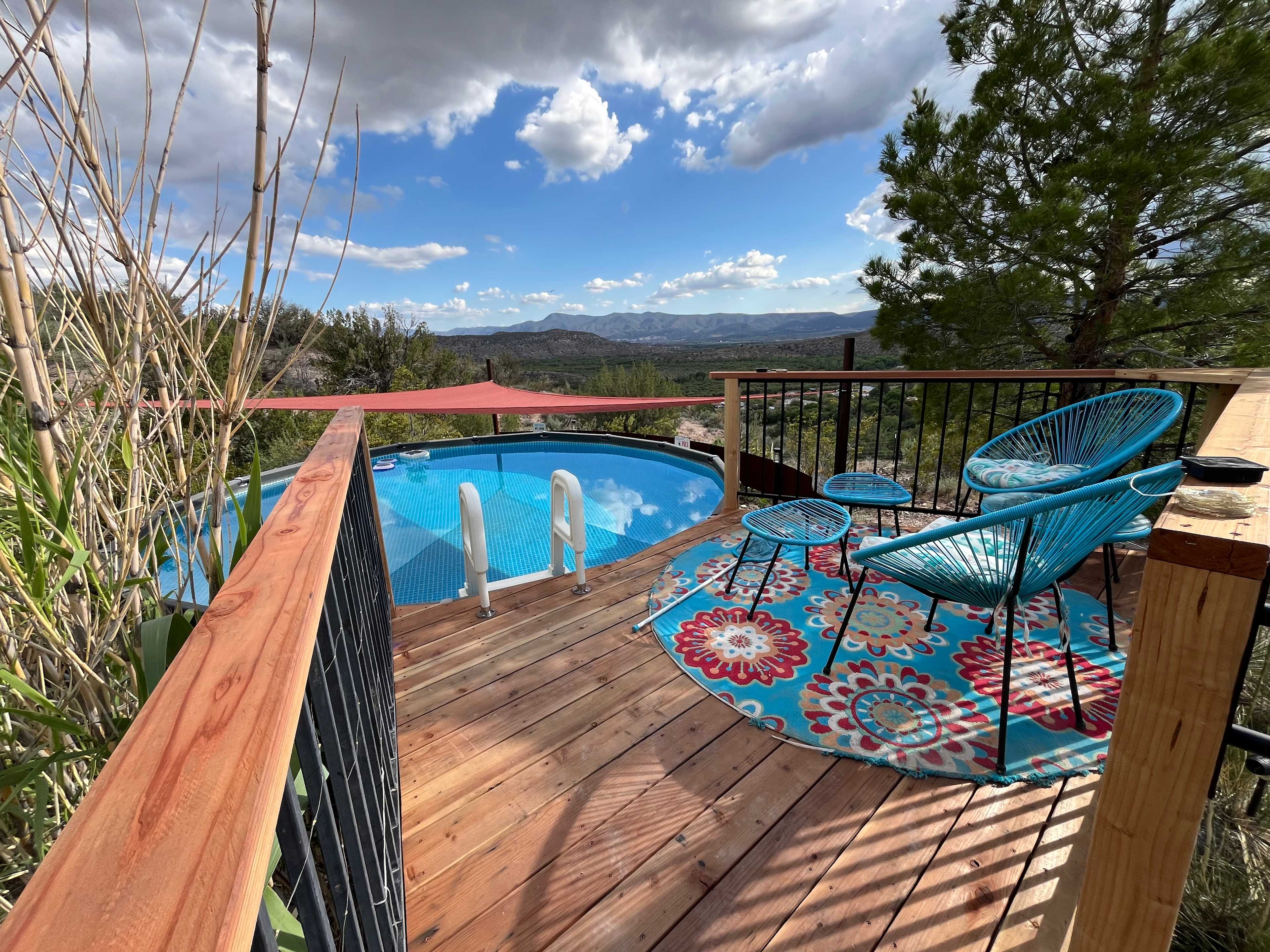 16' x 4' salt water pool with deck and views. This is all your private space.