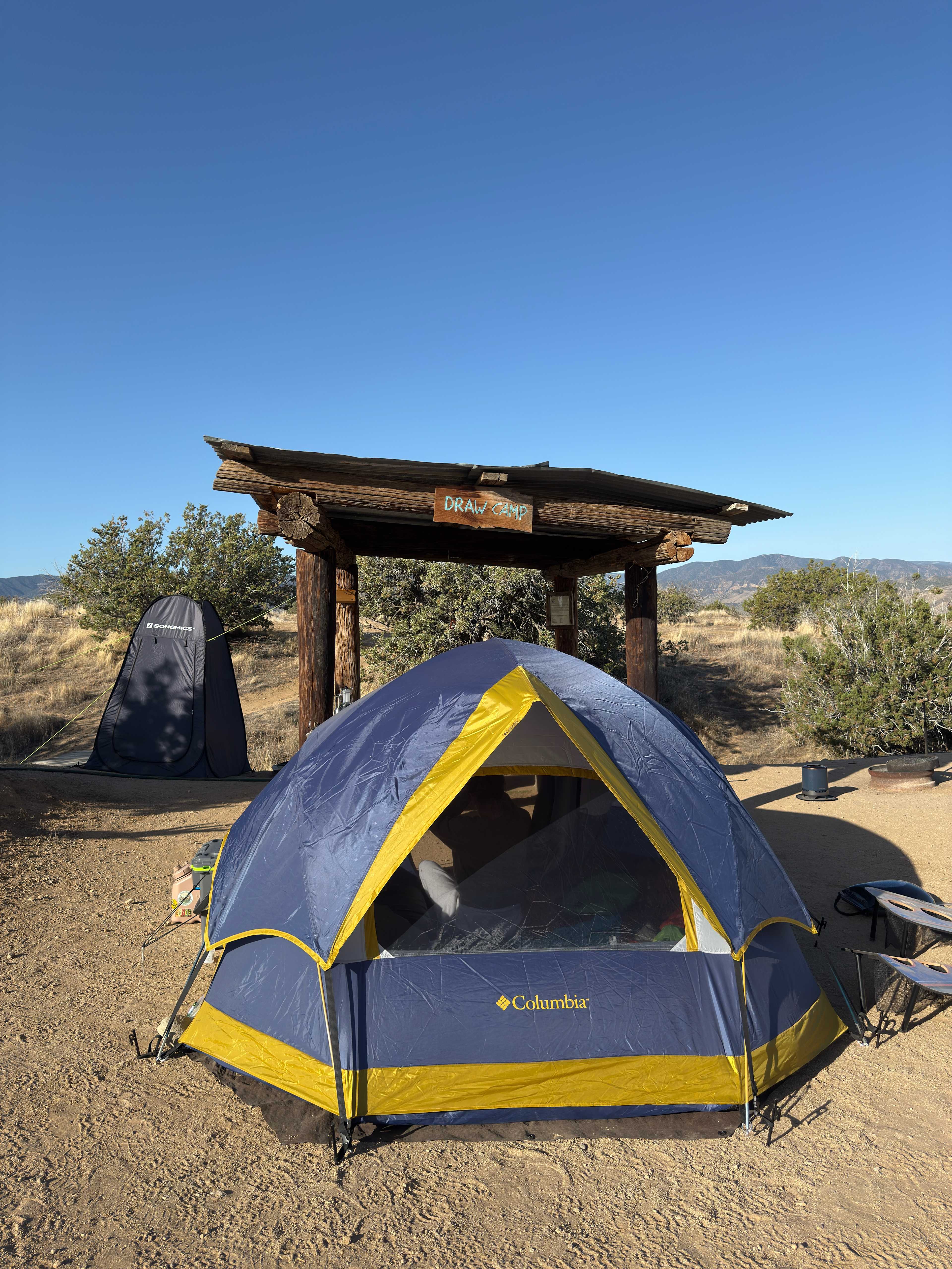 We brought our own portable privacy tent, plenty of space for it