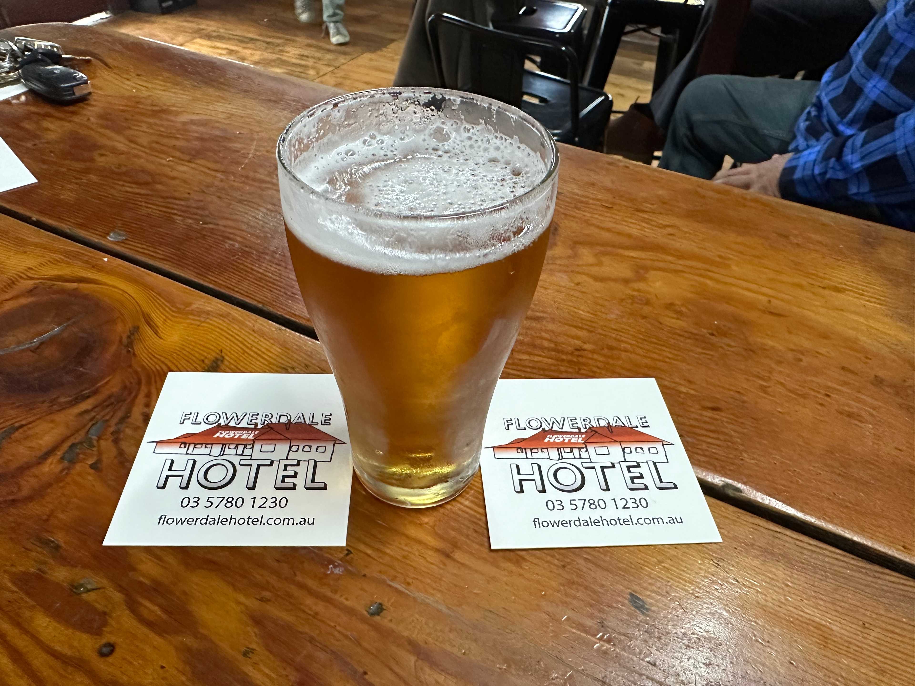 Flowerdale Hotel cold beer great food. 
