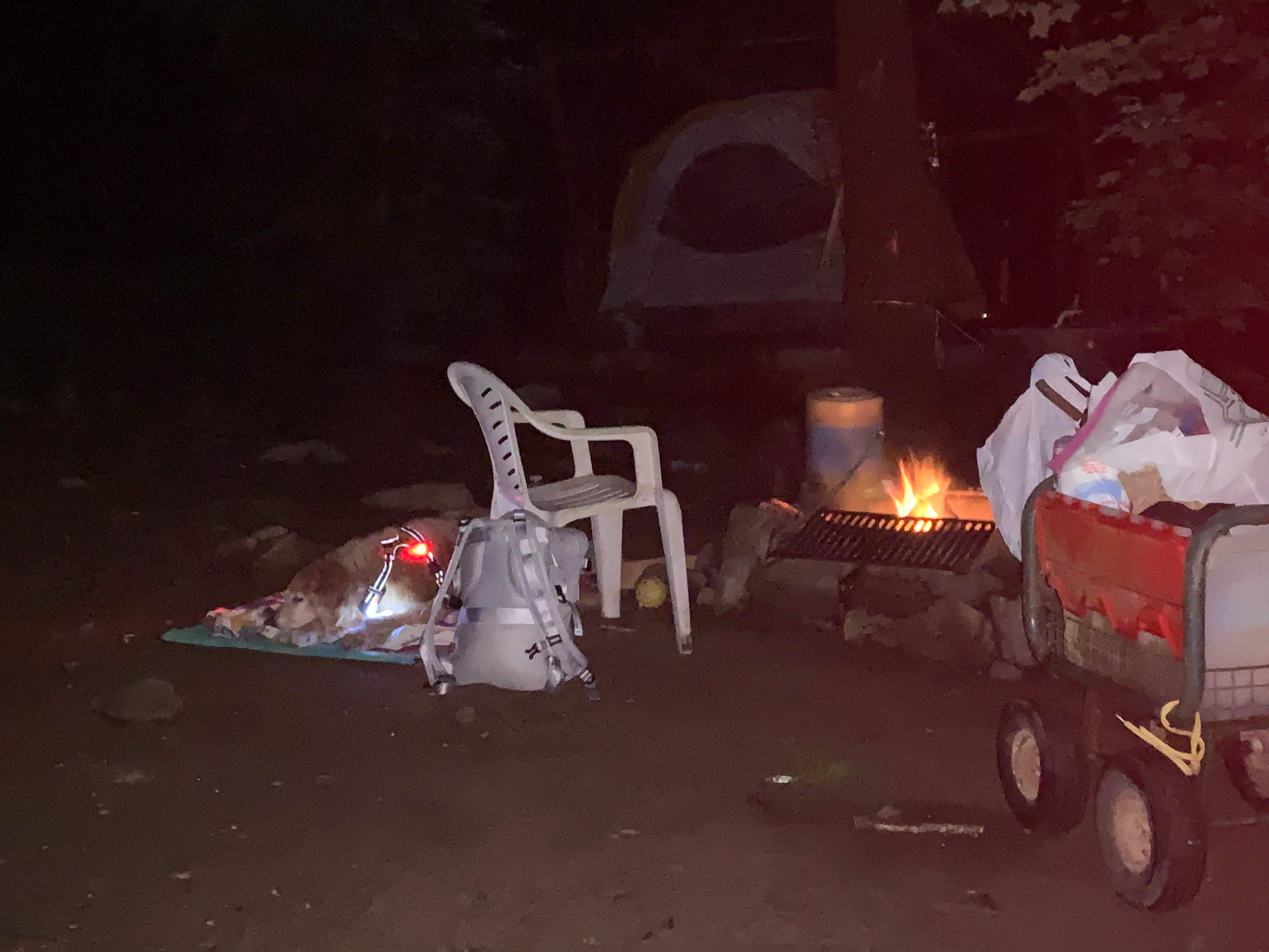 Mike lent us a wagon to help get everything to our campsite 