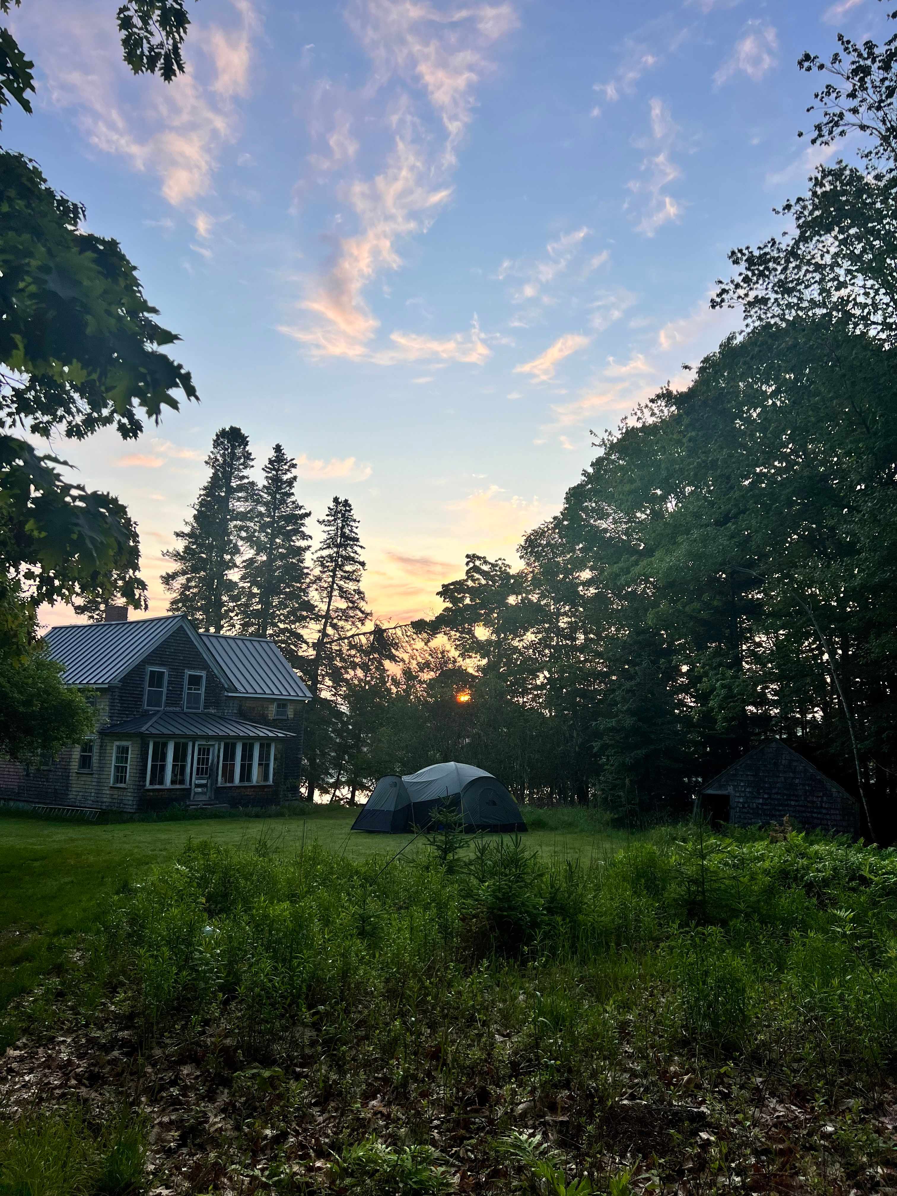 Sunrise behind the tent 