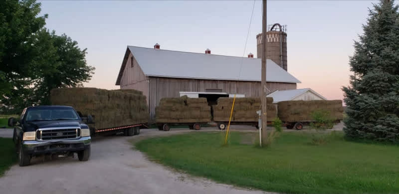 Pull in the driveway just like our hay wagon train to access the hydrant for water fill up.