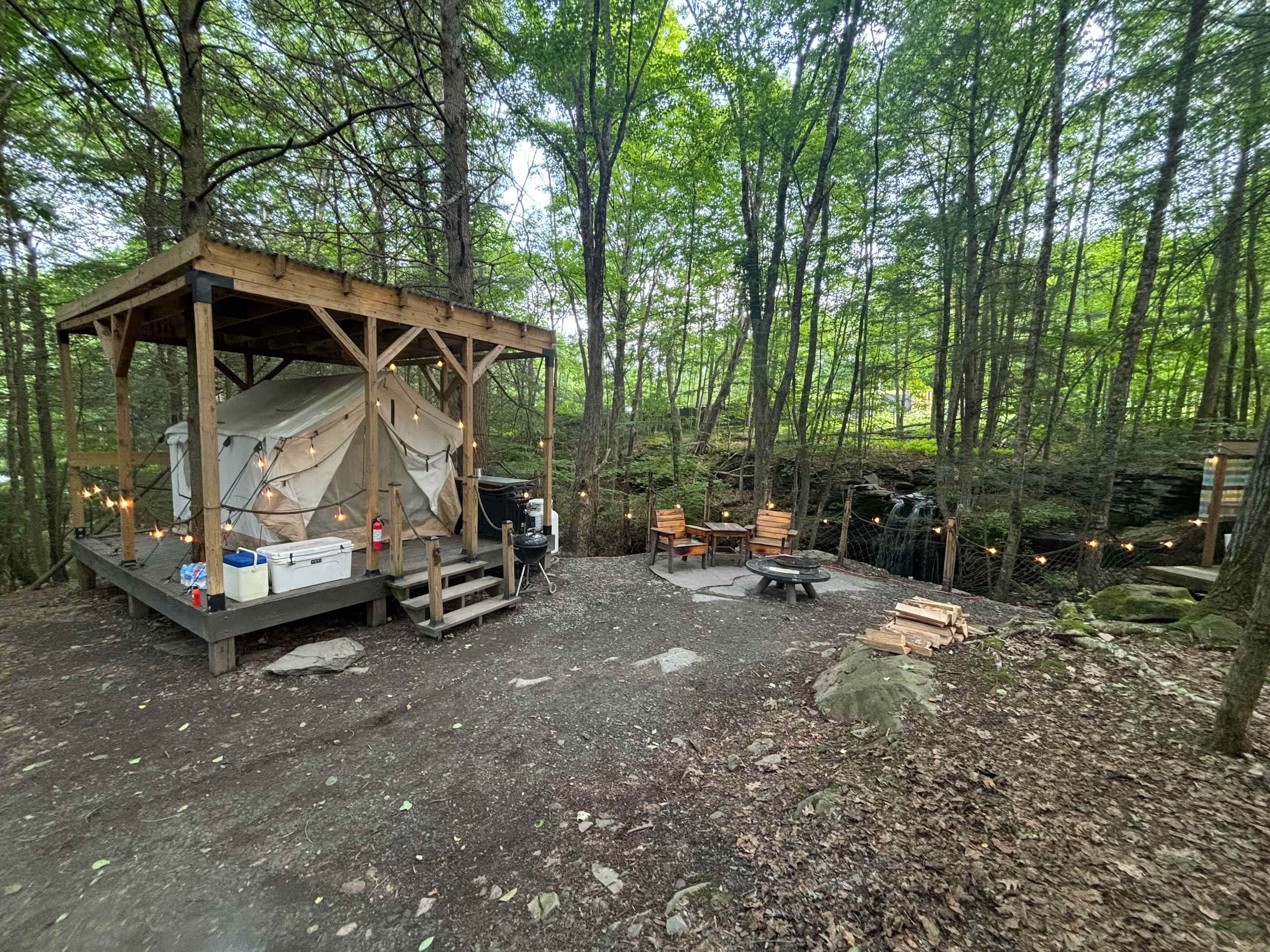 Glamping Tent Overlooking Waterfall
