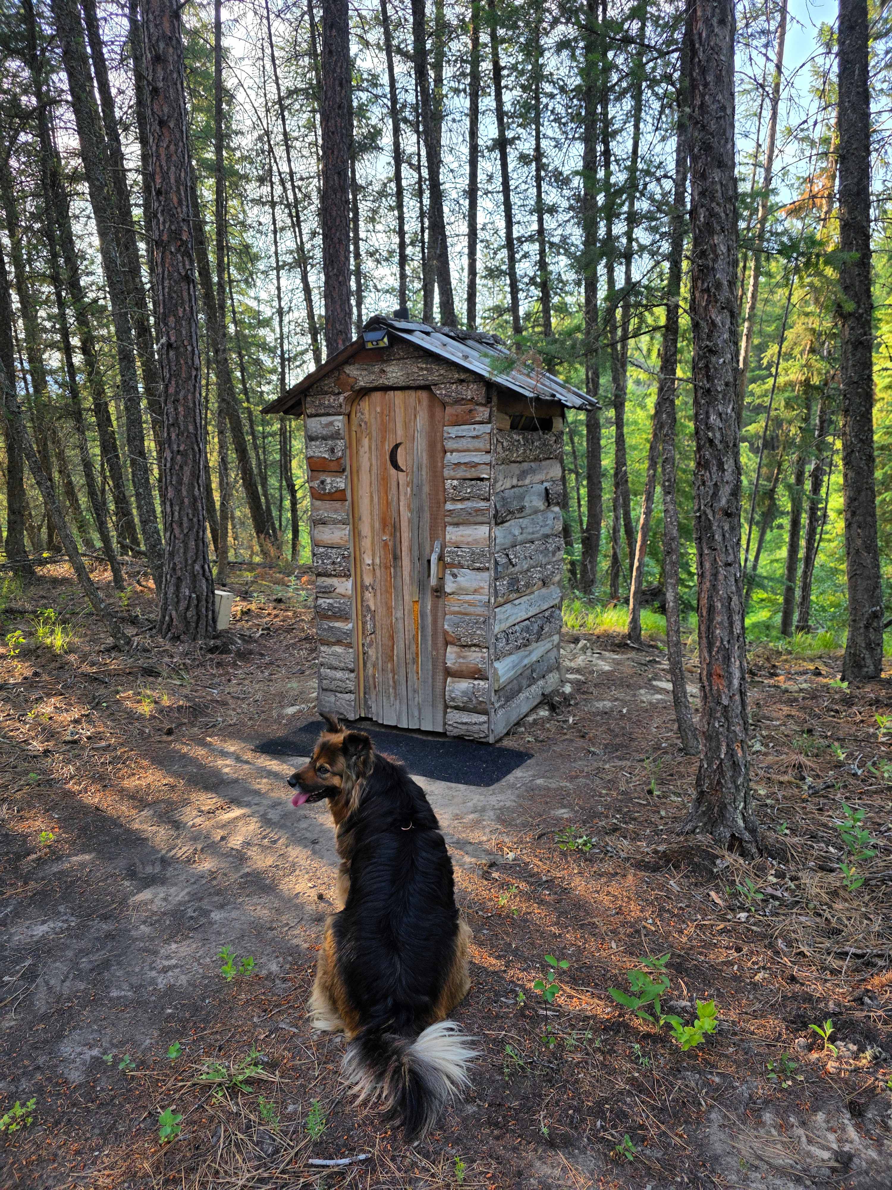 One of two of the cleanest cutest outhouses I've seen