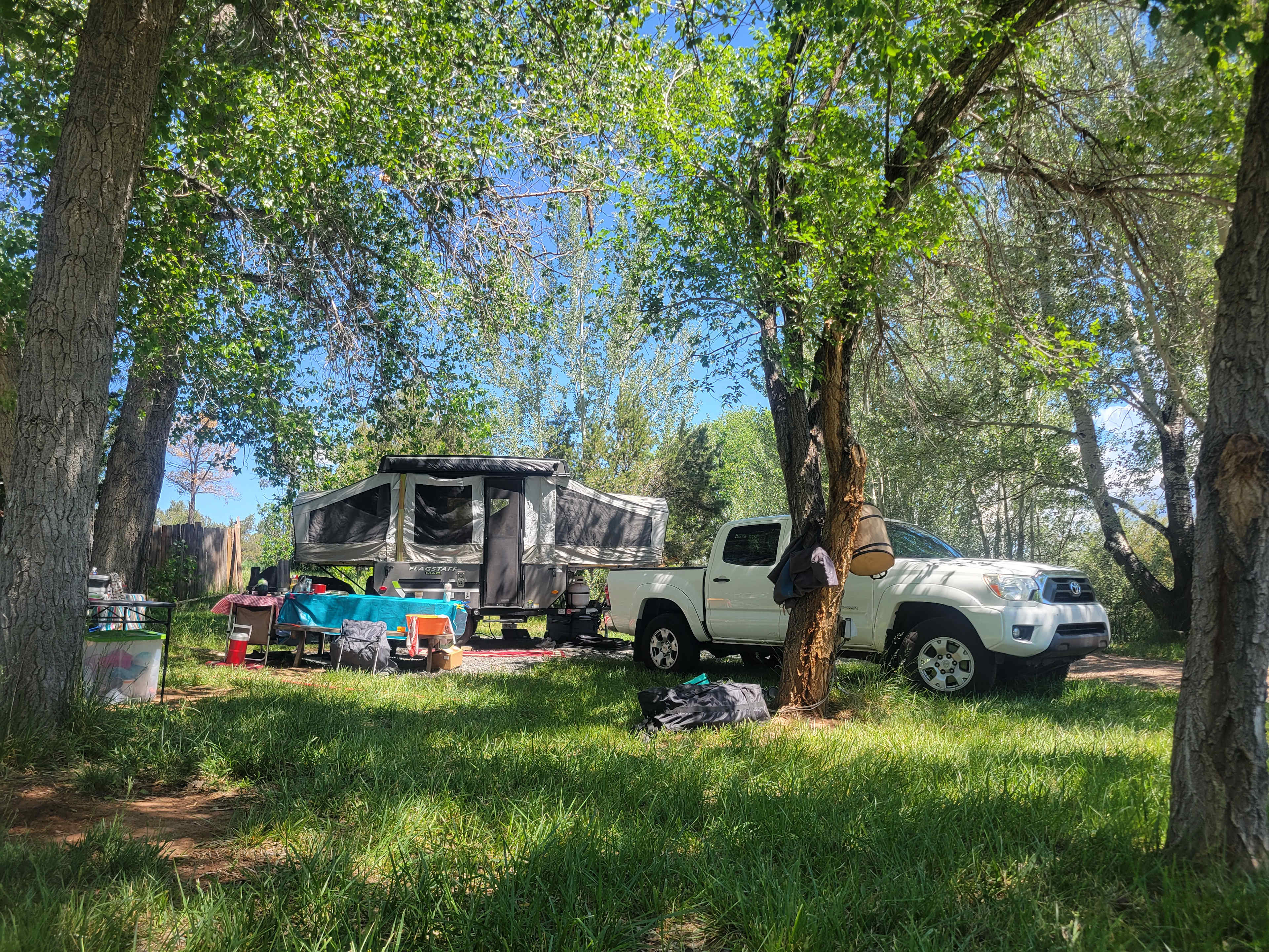 This was before we moved truck OFF the grass!