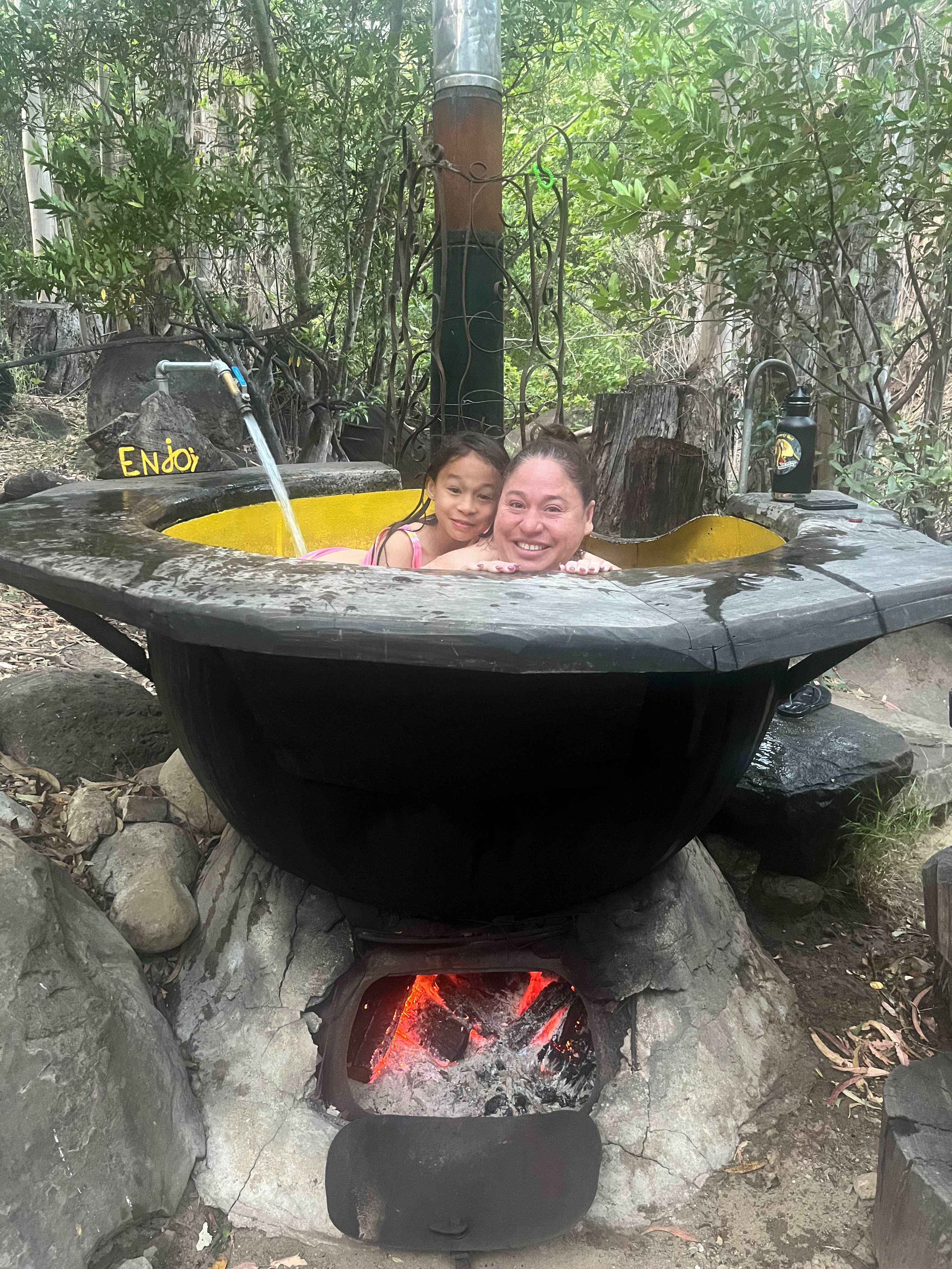 Amazing wood-fired Hot tub with running spring water.