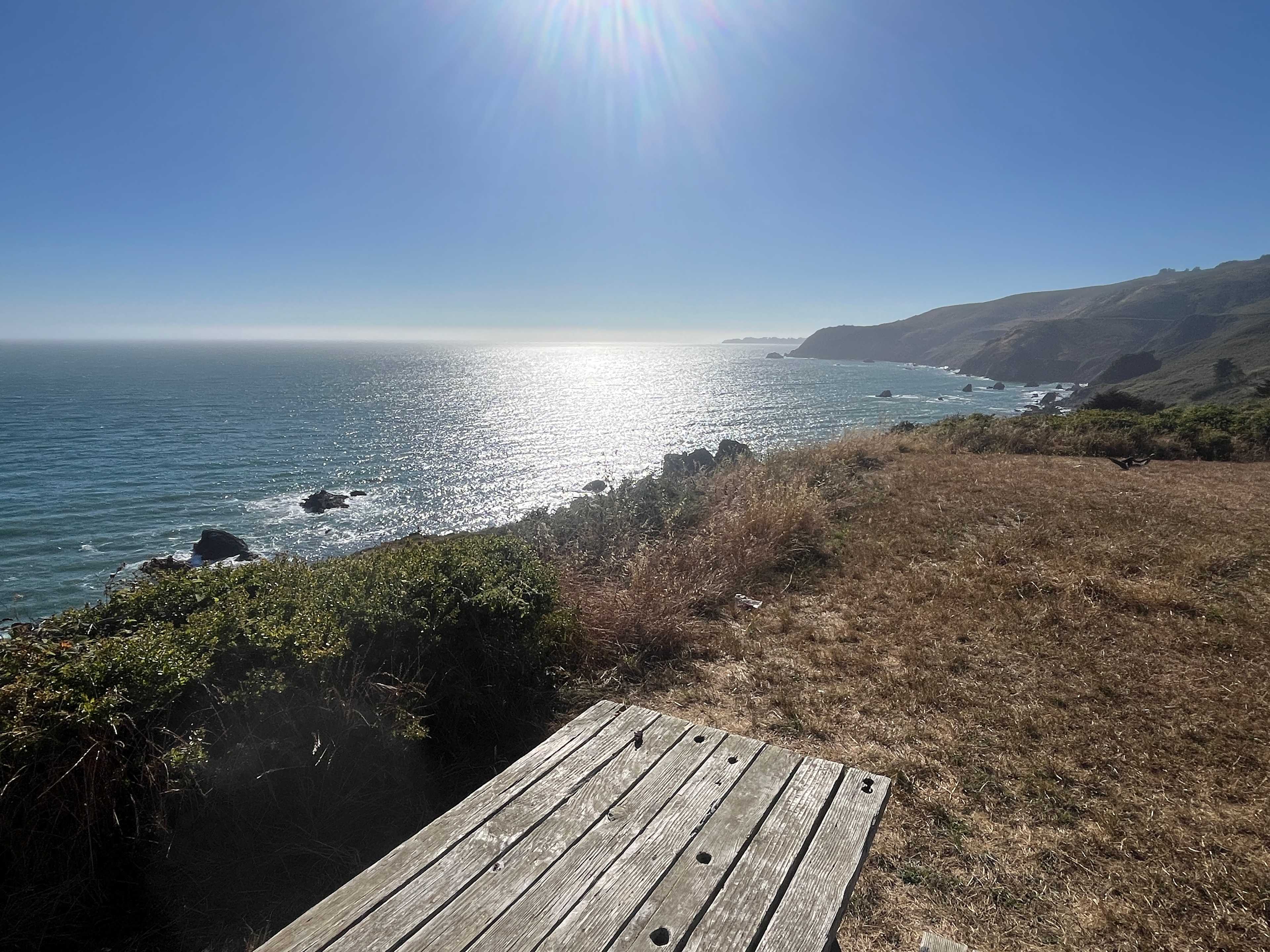 Picnic table at the meadow by the dome