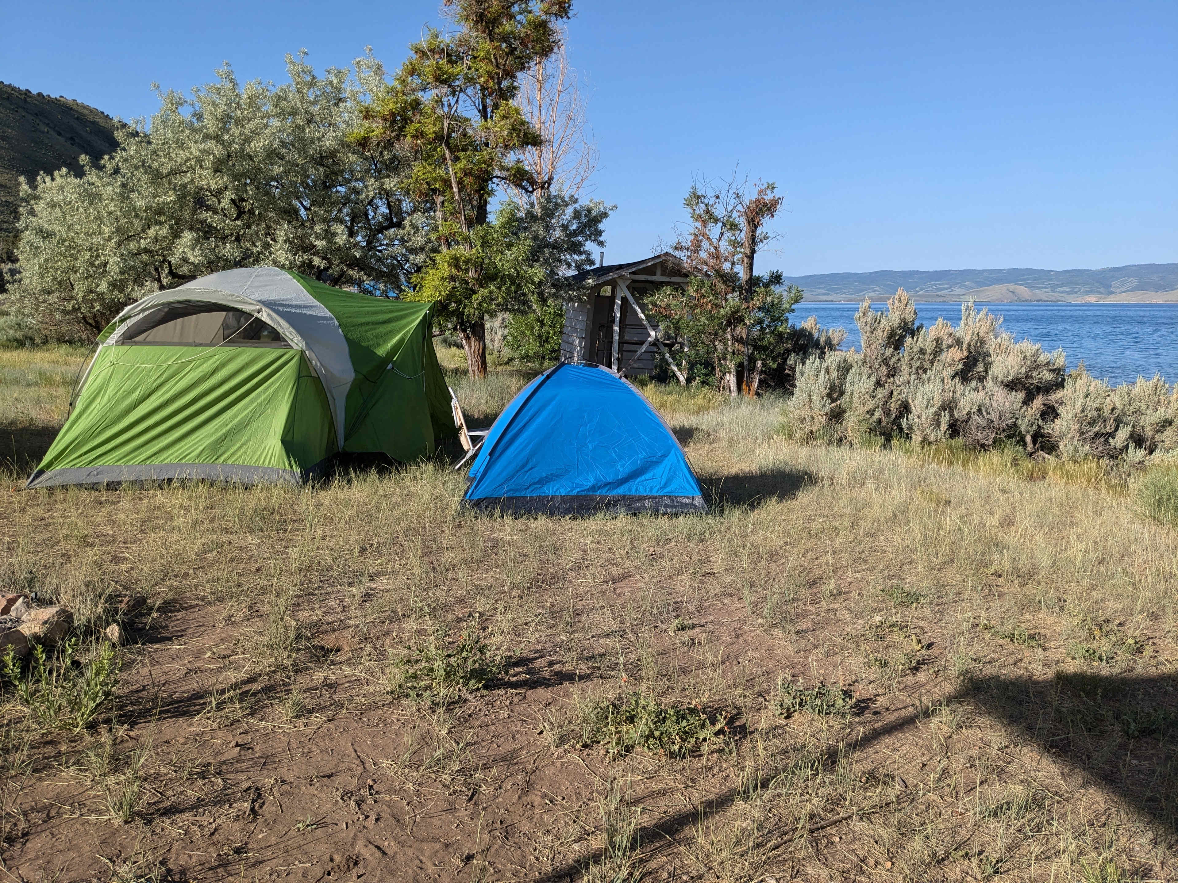 Half of the campsite to one side of the pavilion.  Rather close to the latrine but never caught a whiff in camp.  Latrines stocked with TP but buildings are rather run down.