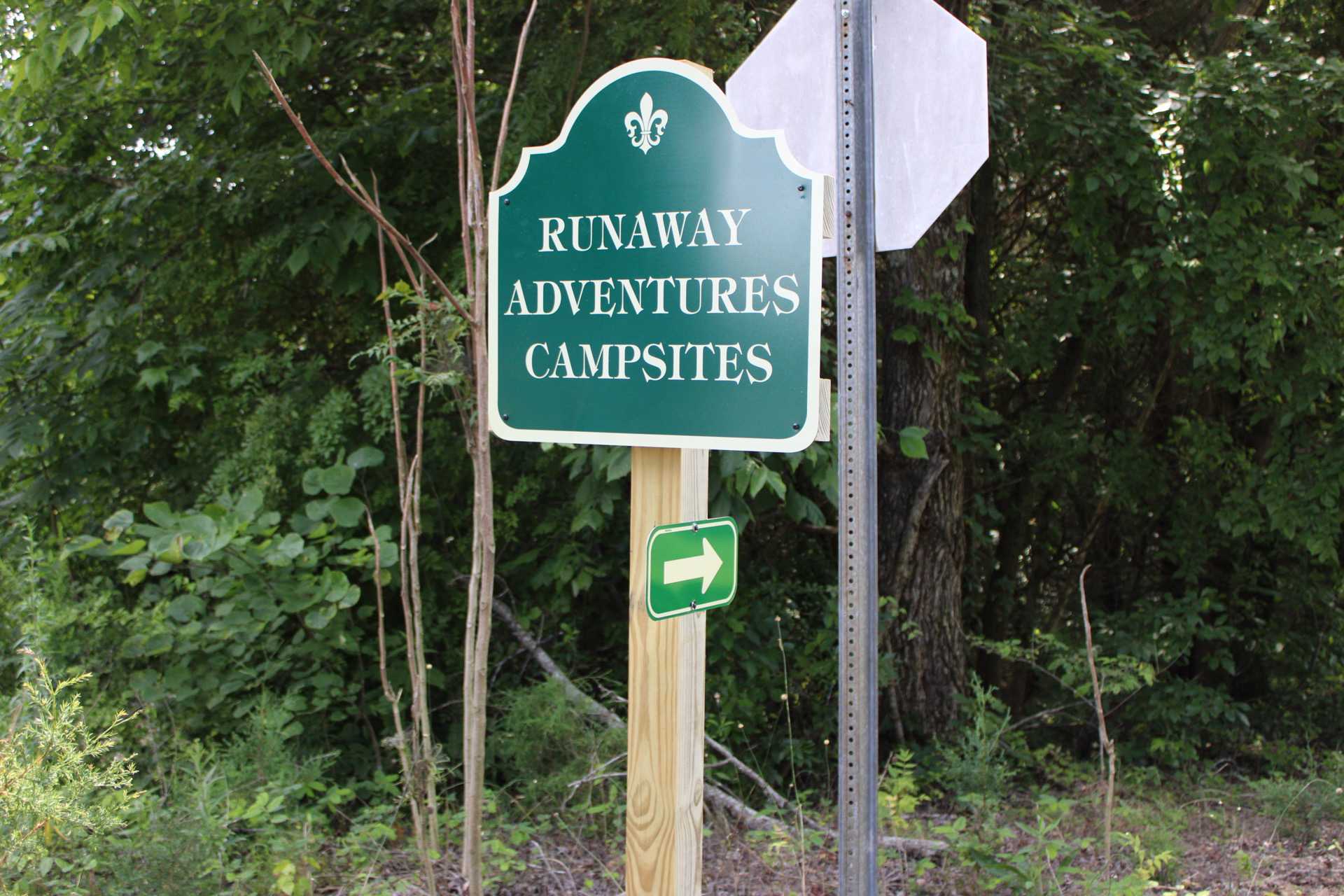 Entrance sign to the camp ground.