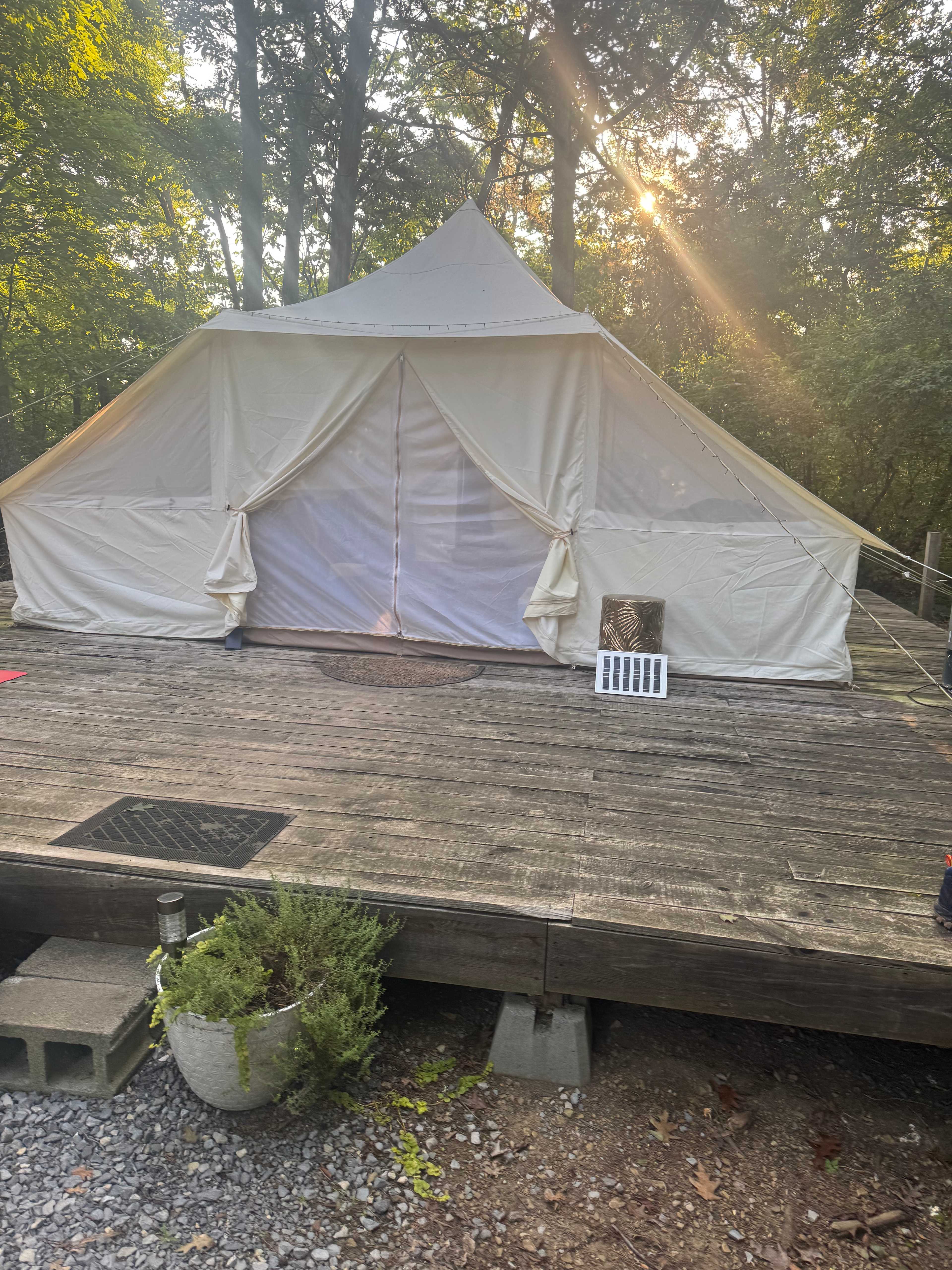 Our tent was awesome. It had fans and books and a full queen size bed inside. We slept like babies. 