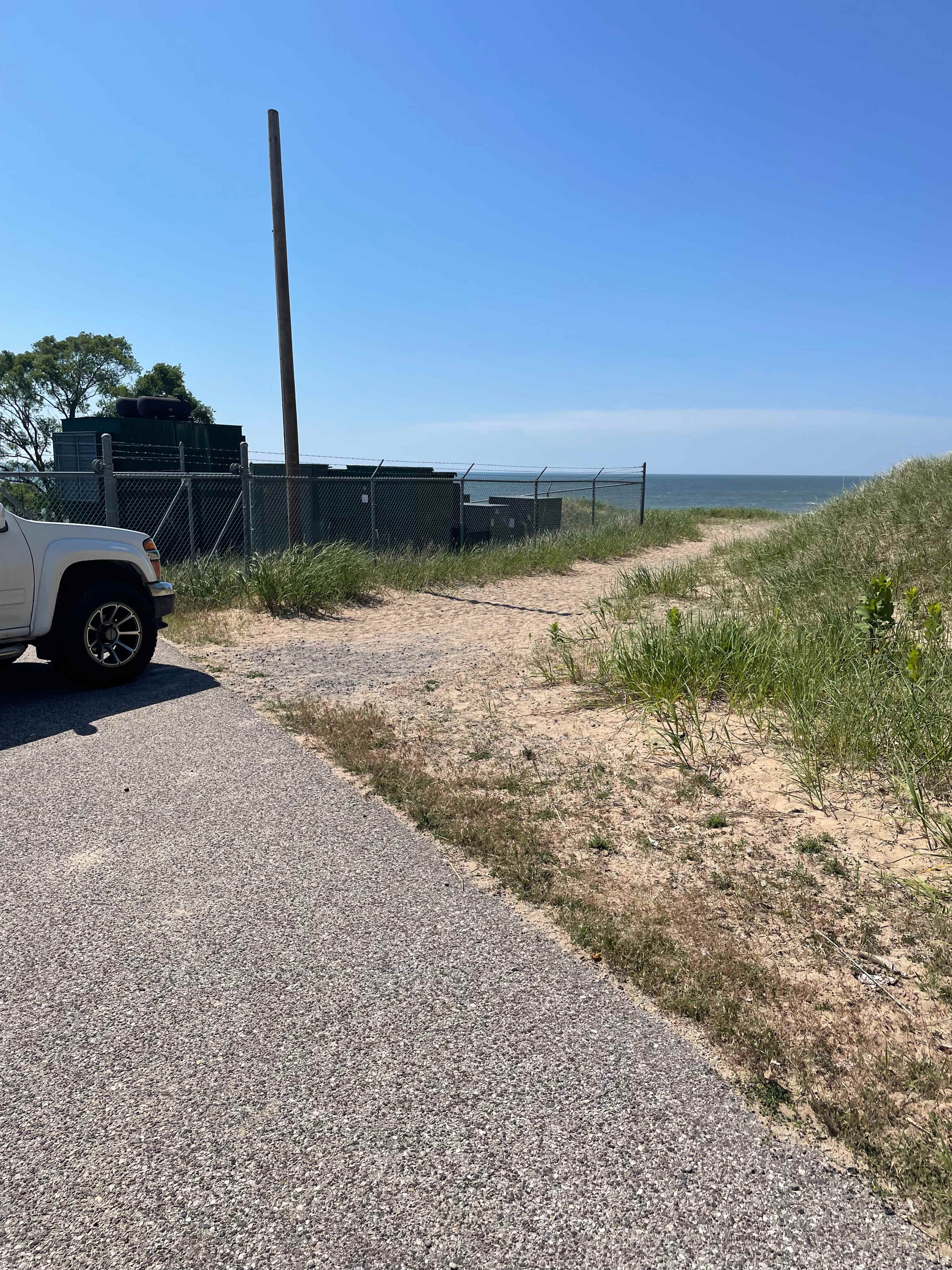 Take the path past the water filtration plant and you are at the beach!