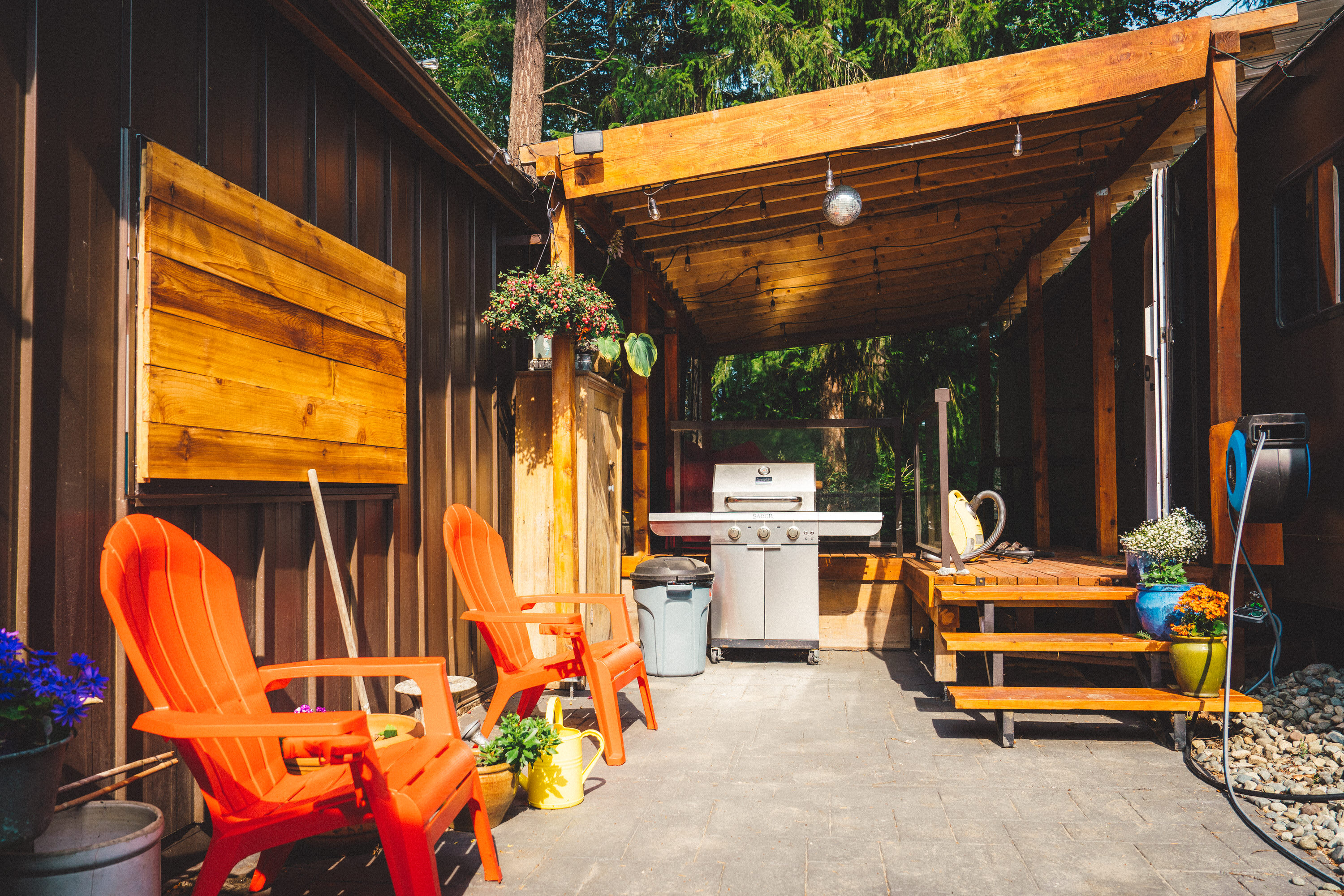 The patio space.