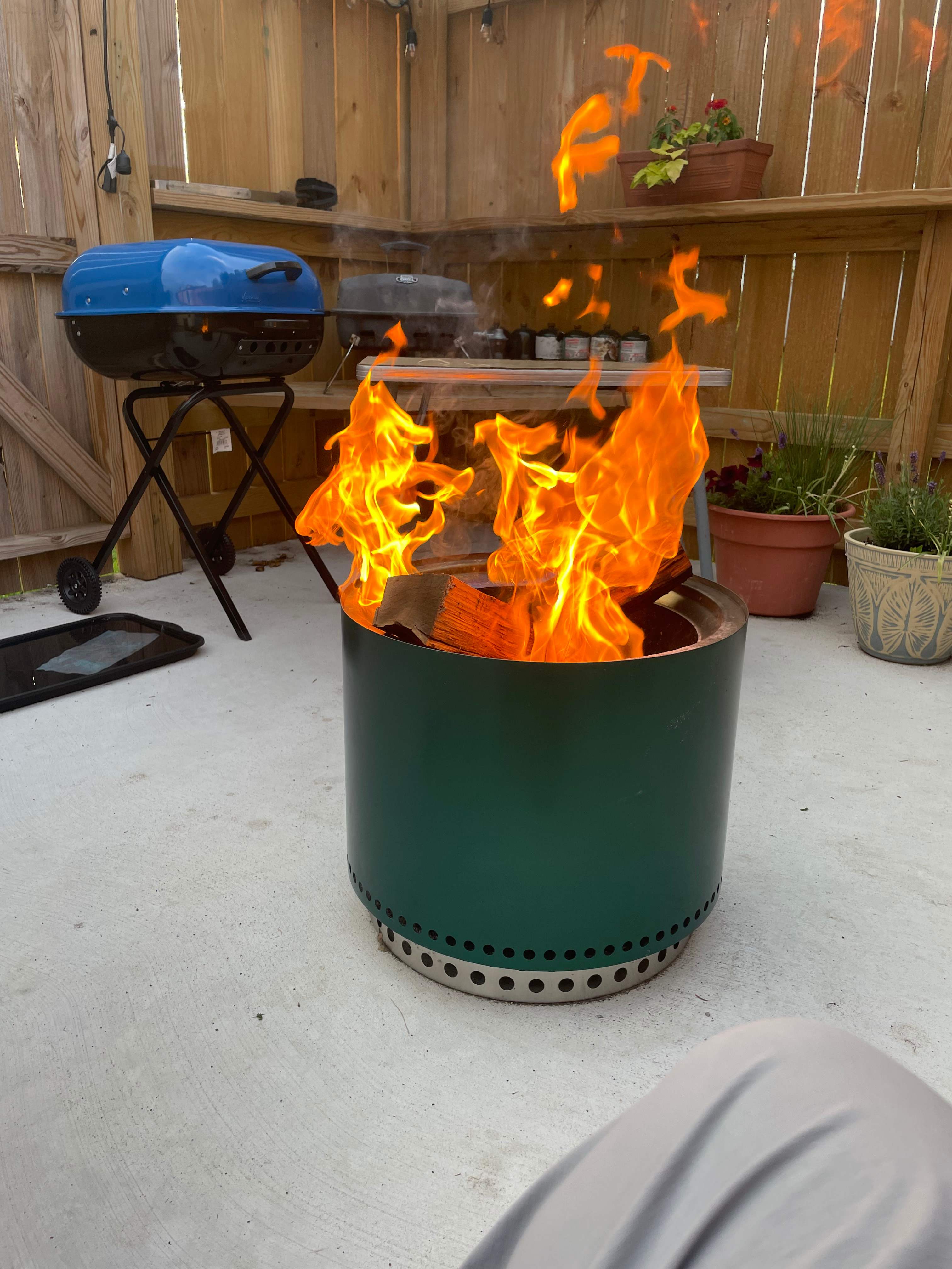 We do have a portable solo stove you may use along with fire wood. Just let us know, but use proper fire safety and put out before retiring for the evening. 
