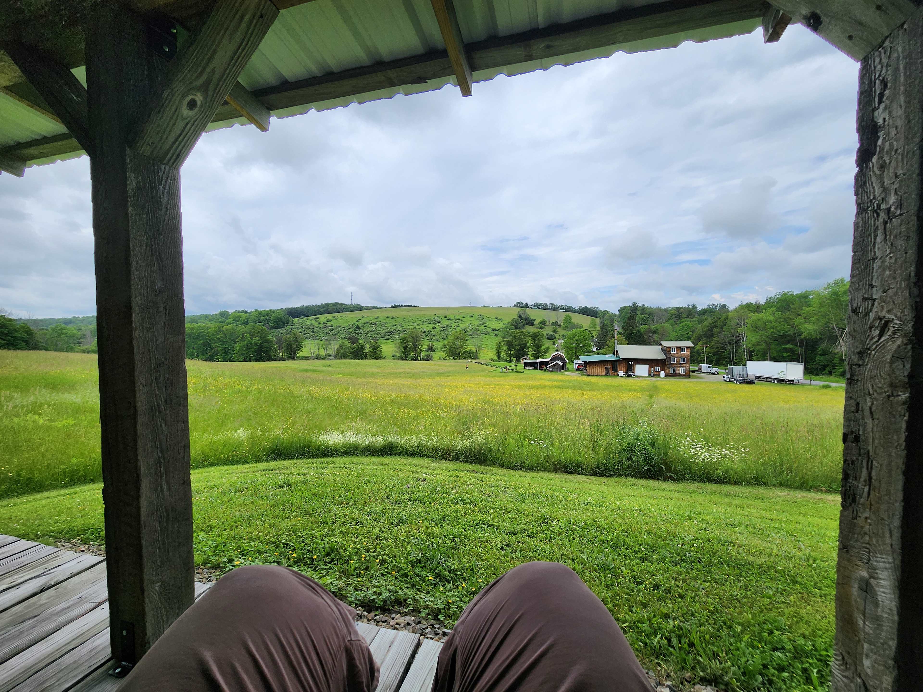 Sitting on the porch of the empty cabin 