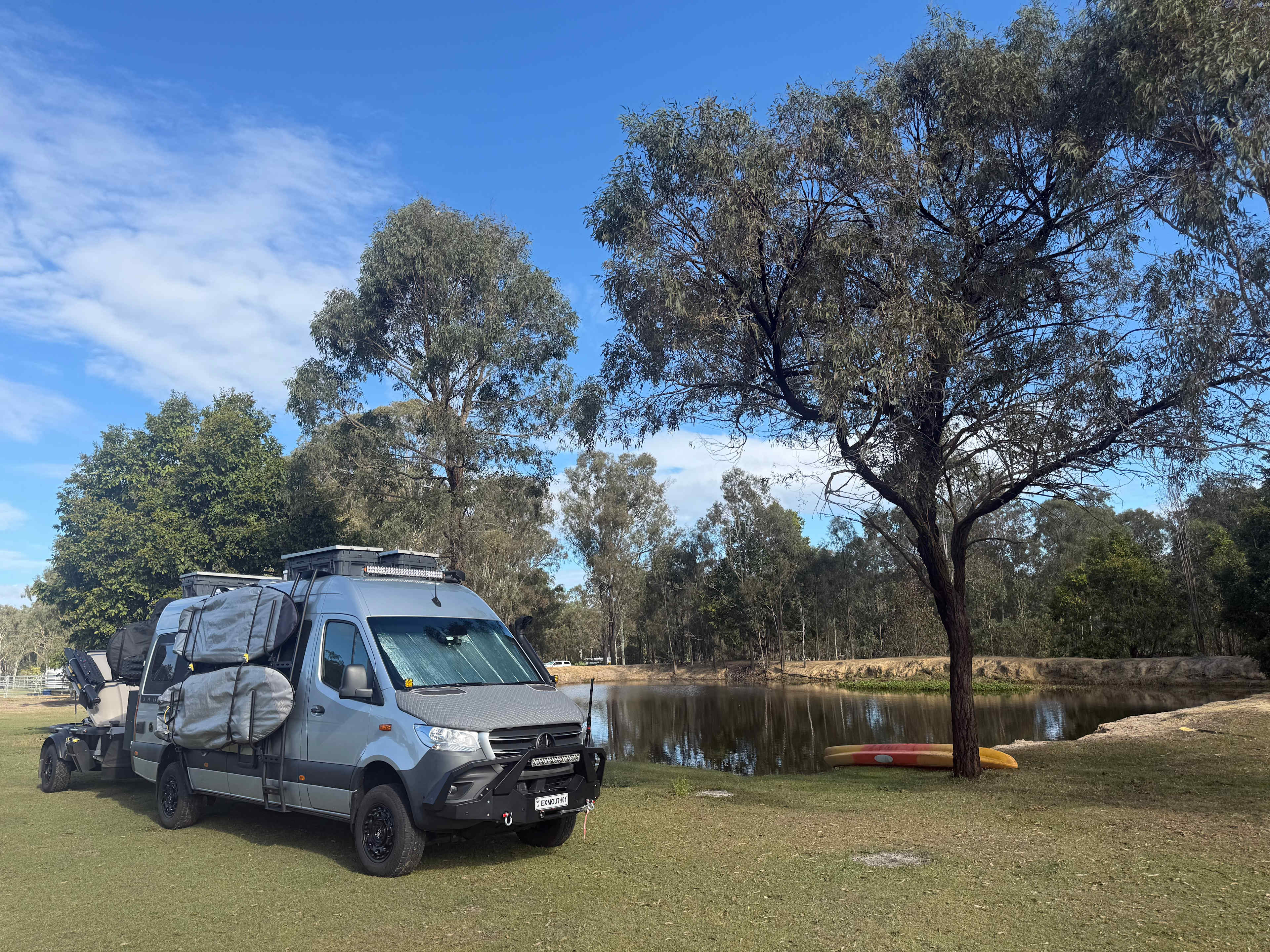 Great camp by the dam
