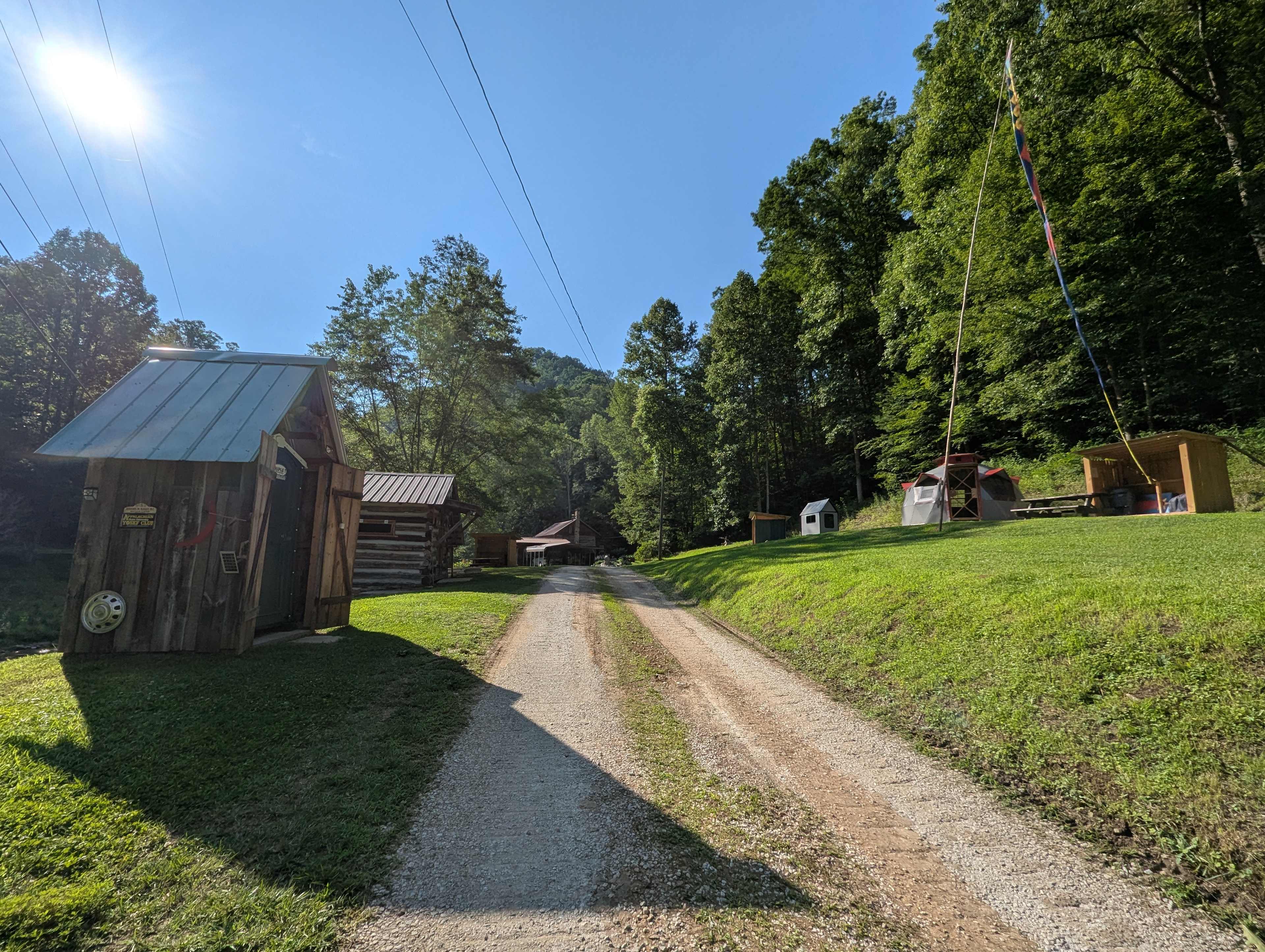 Sites along the gravel Rd beside creek 
