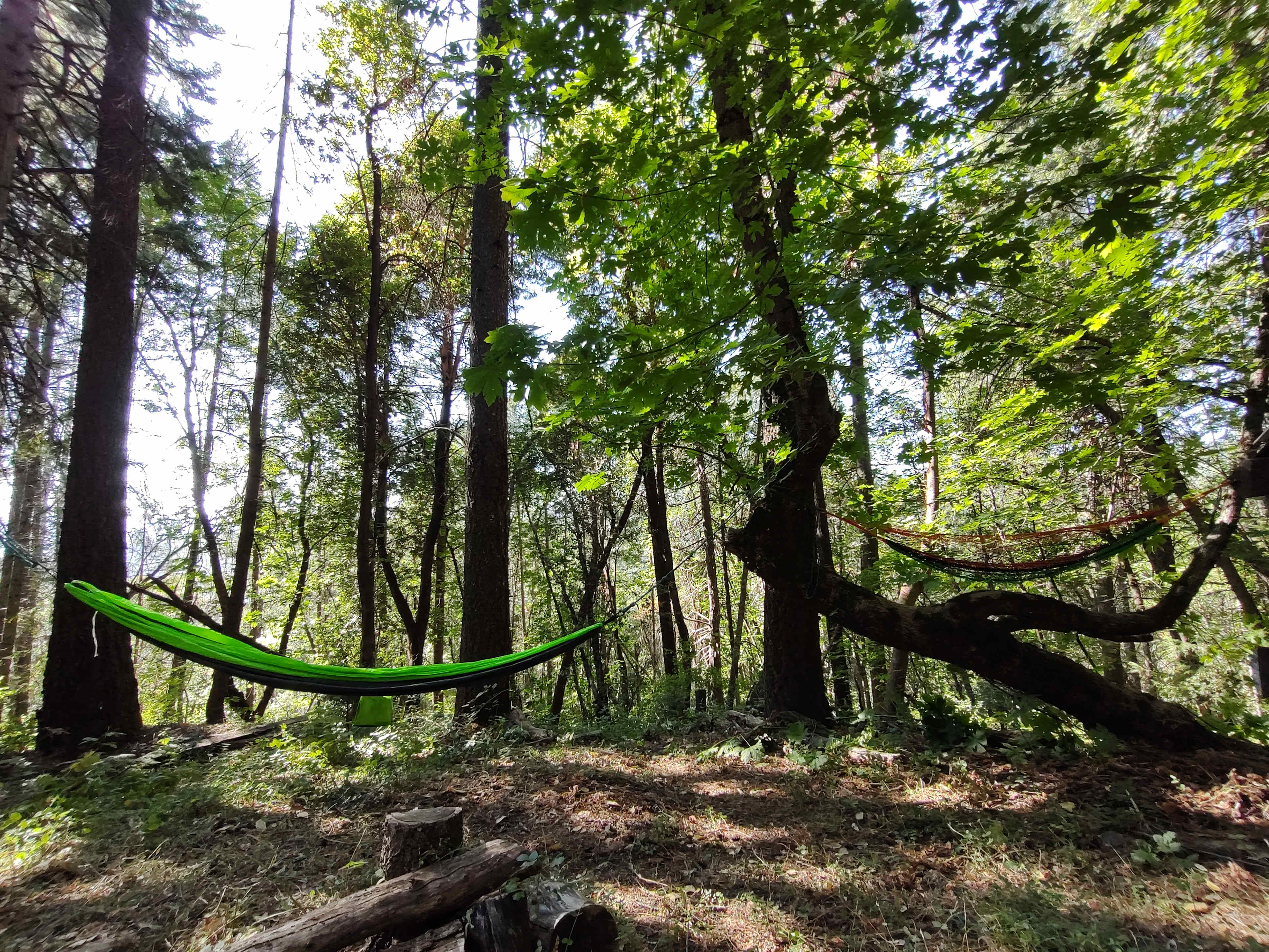 Relax in hammocks in the clean fresh air of the mountains.