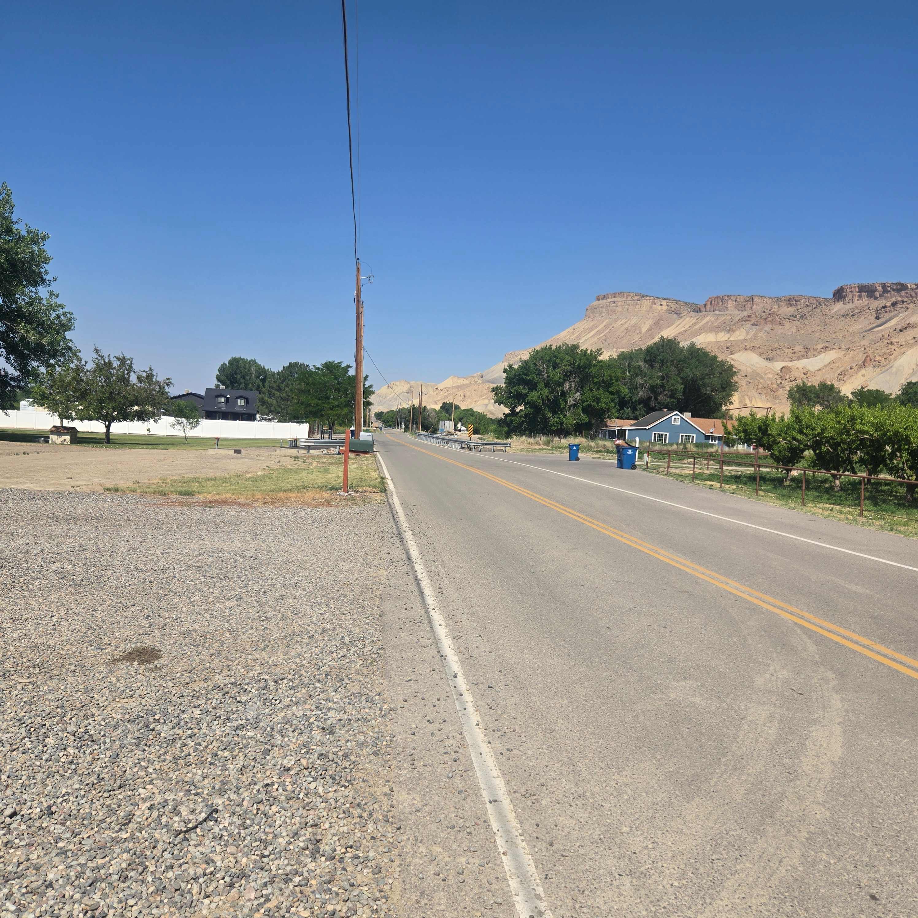 Road in front of the campsite going west