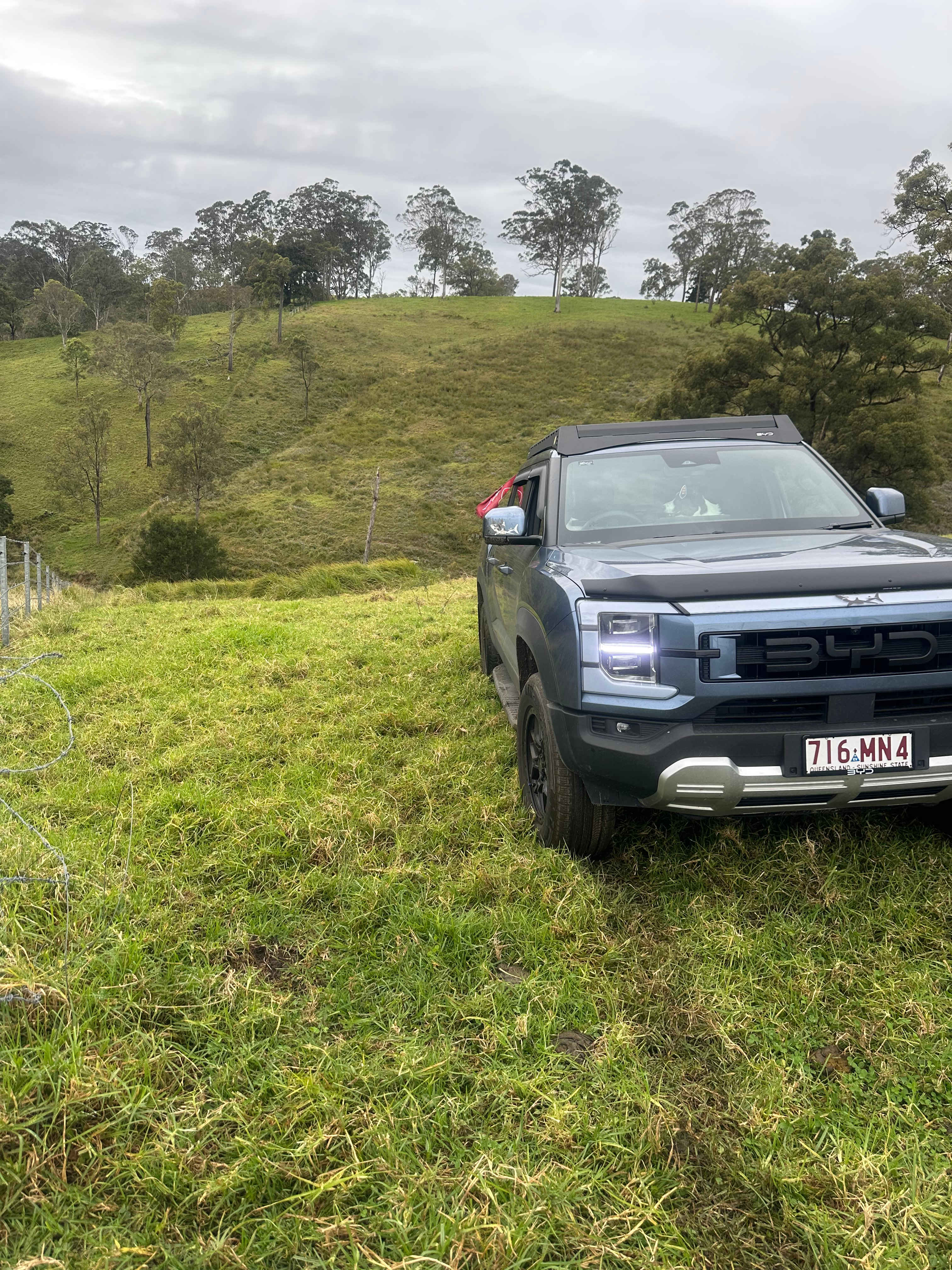 After a lot of rain tracks were a bit slippery - site said it needs 4wd access and it is definitely needed - first time camping with our new Shark - definitely an upgrade from our old triton and a handy power source!
