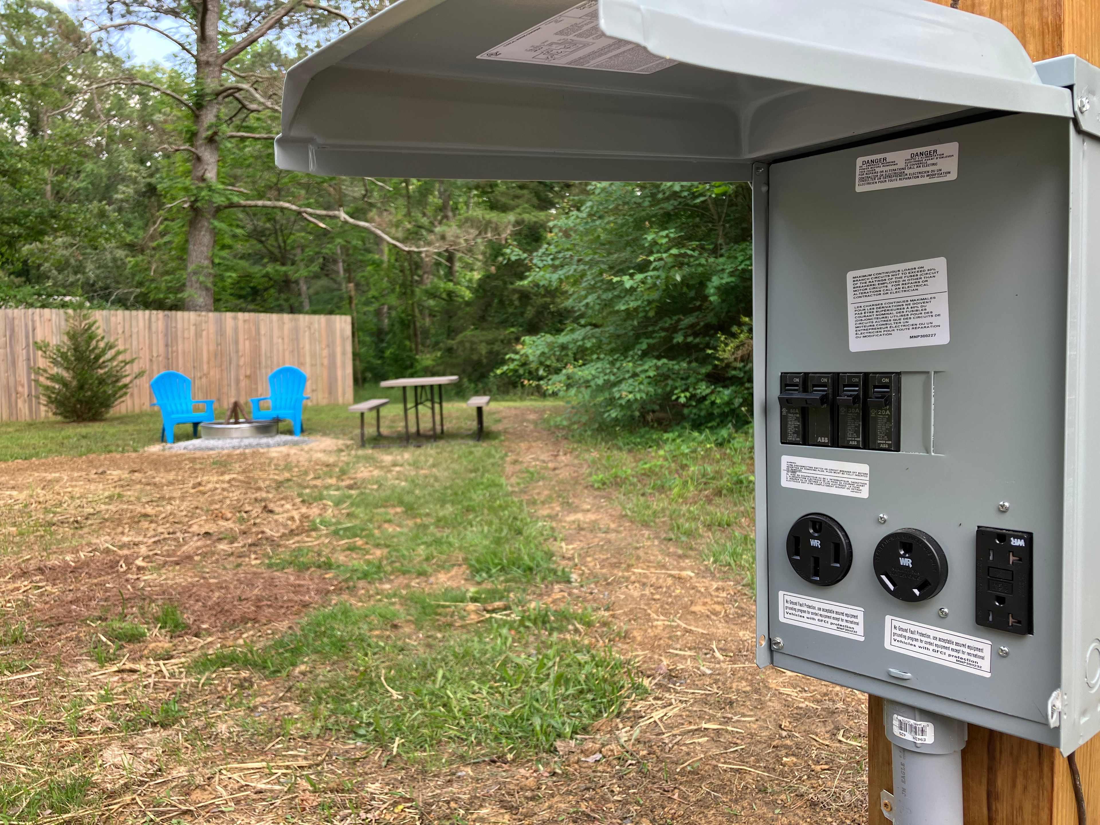 50, 30, 20 amp power hookups. 