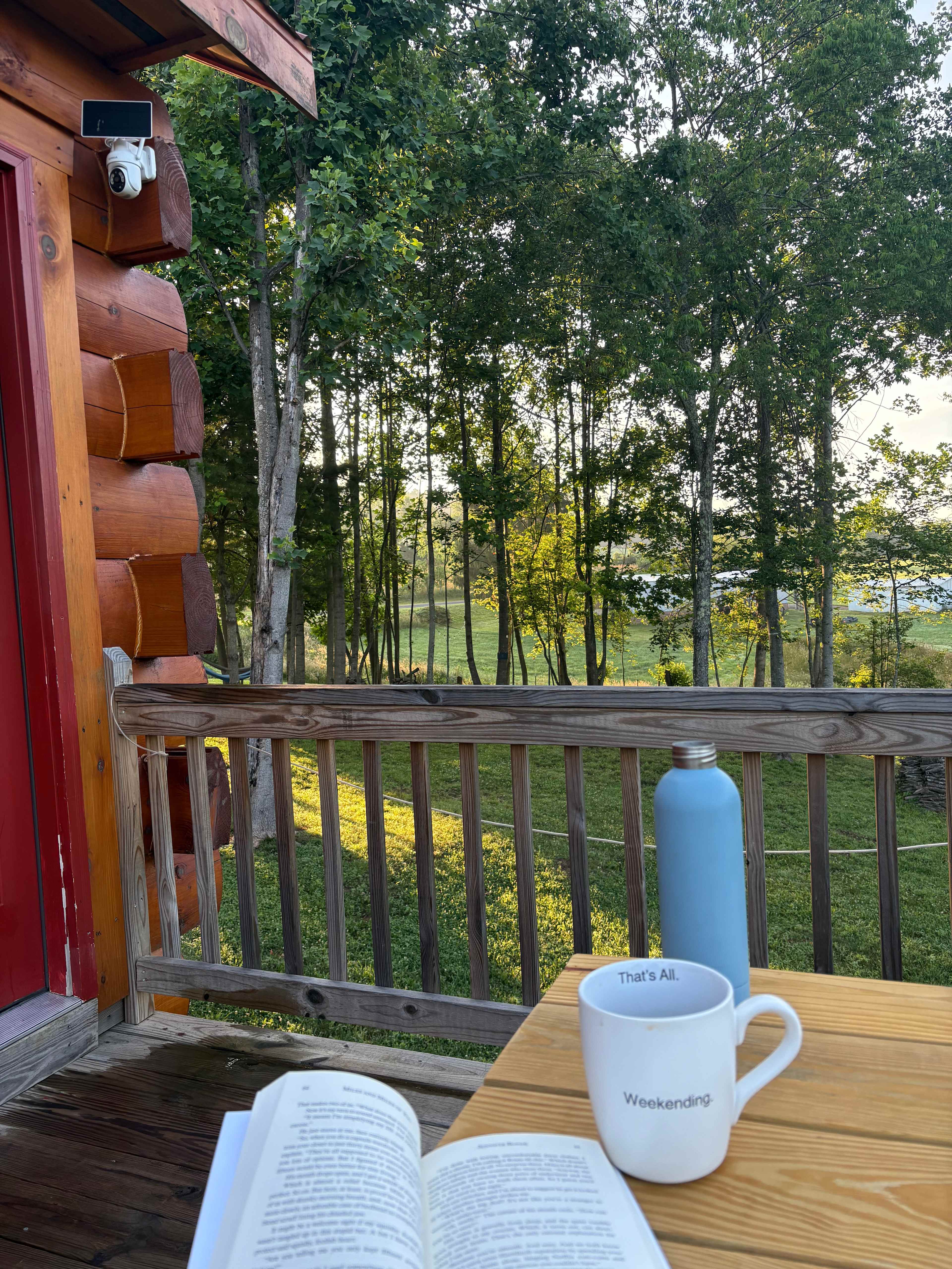 Morning coffee on the back deck