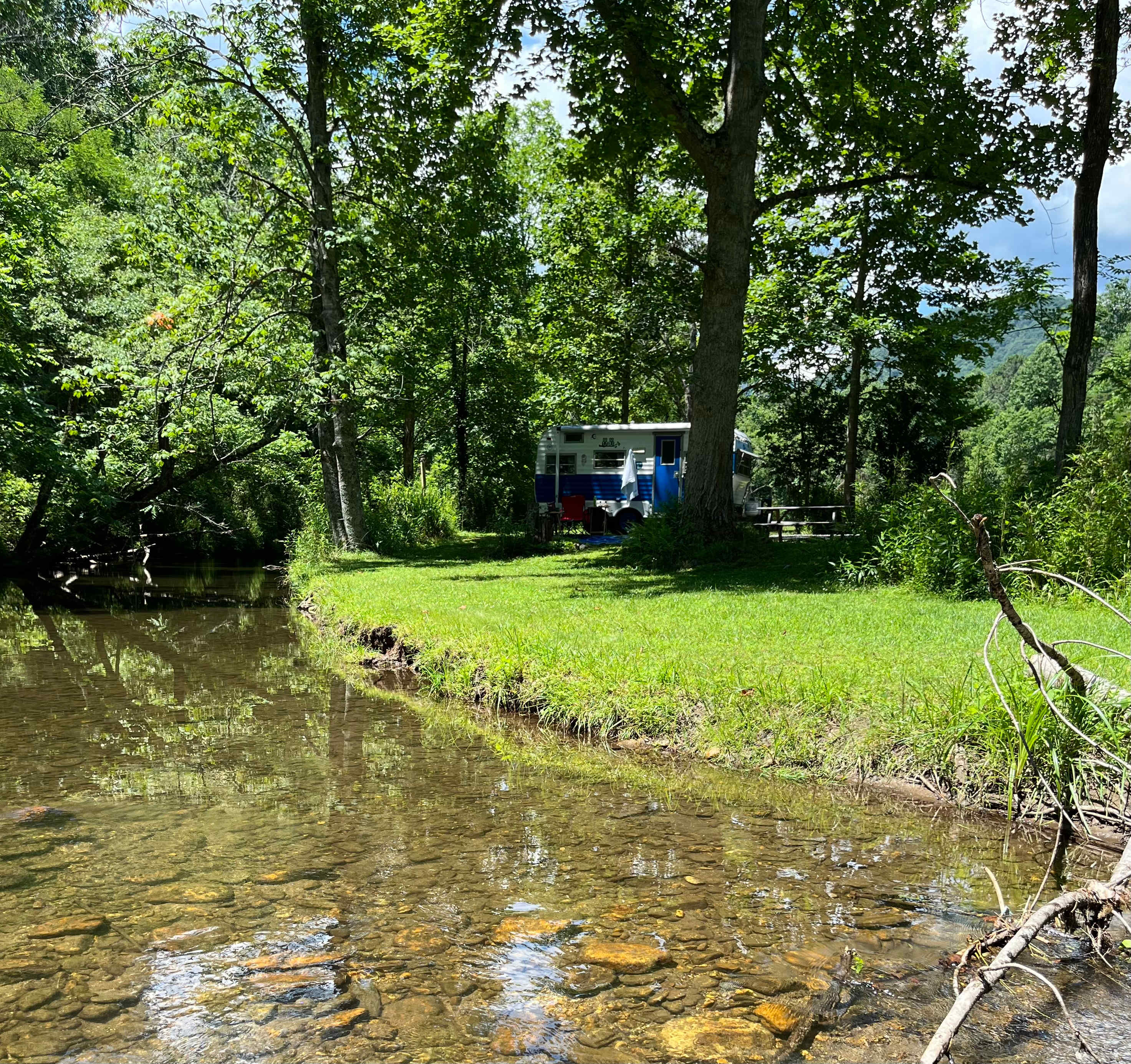 Looking at campsite 1 from the creek