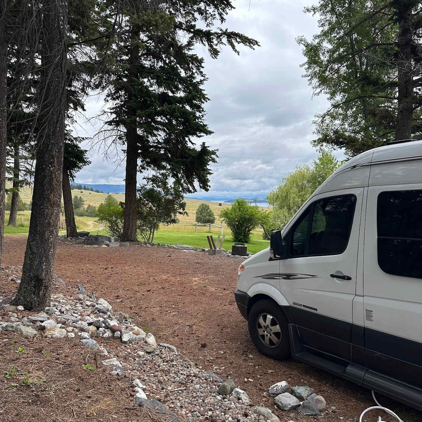 Tidy campsite with a nice view