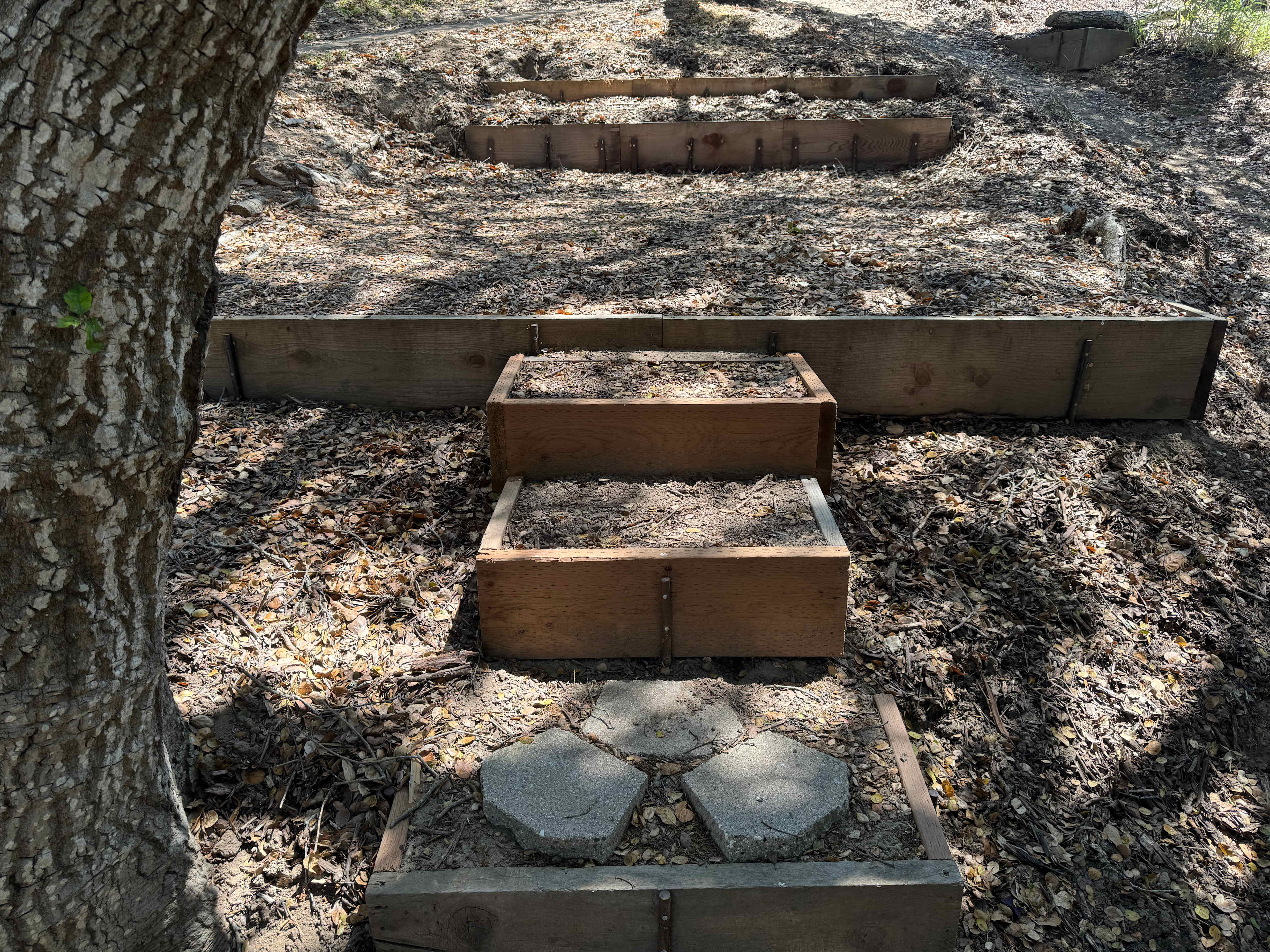 Steps to tent site! Tent site!