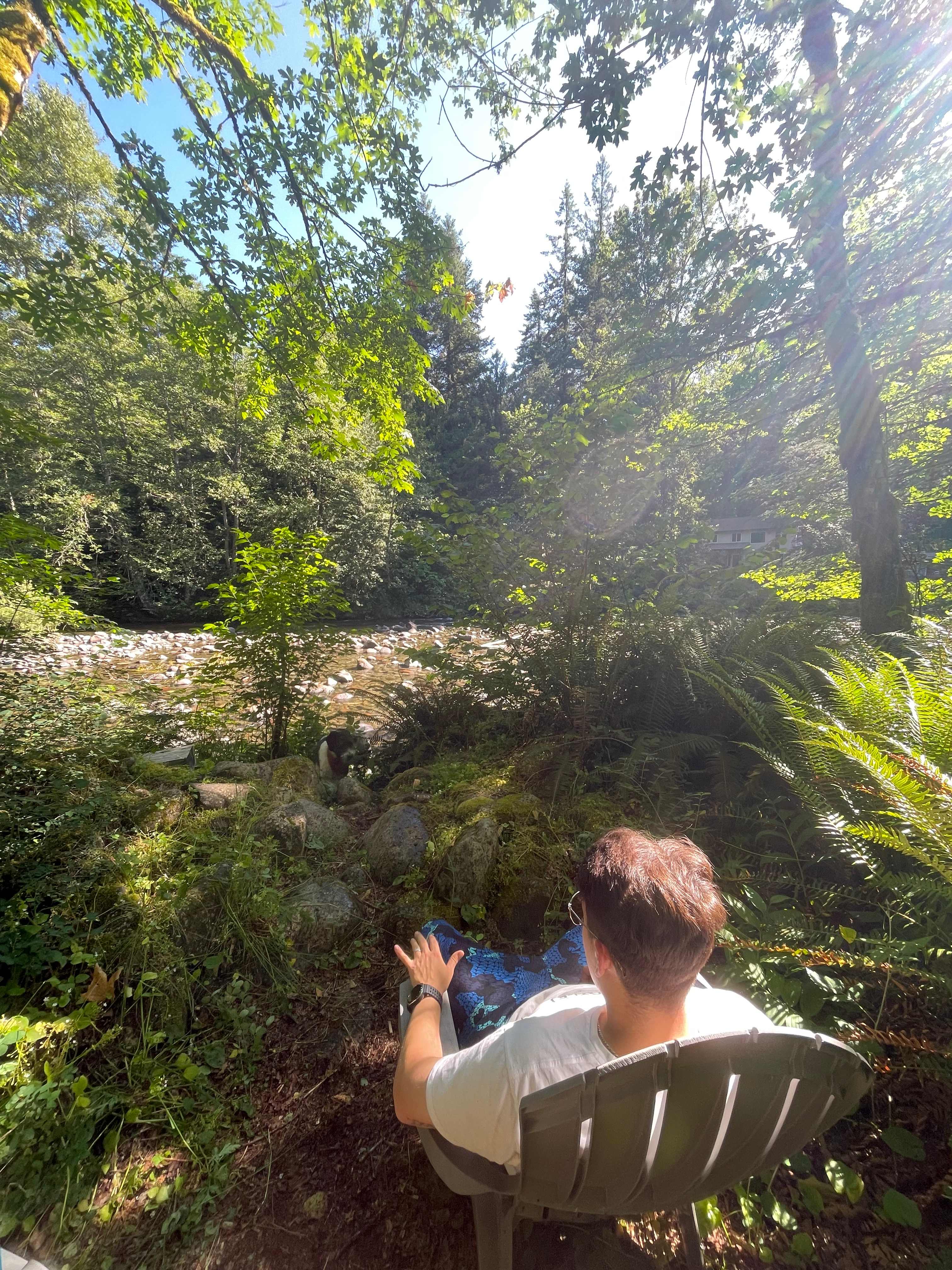 Two chairs with a river view 
