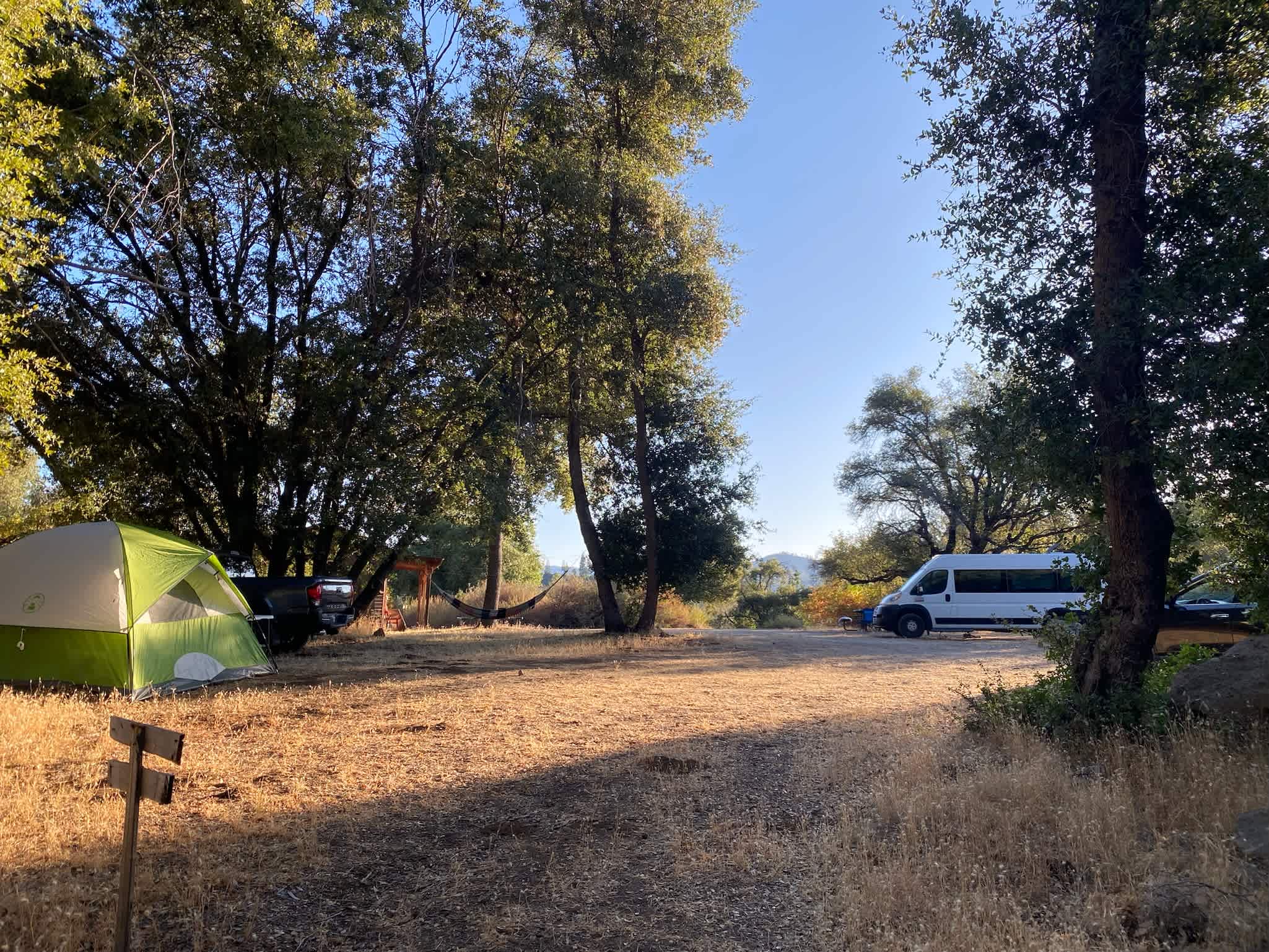 A view of the campsite from the path to Lupine. 