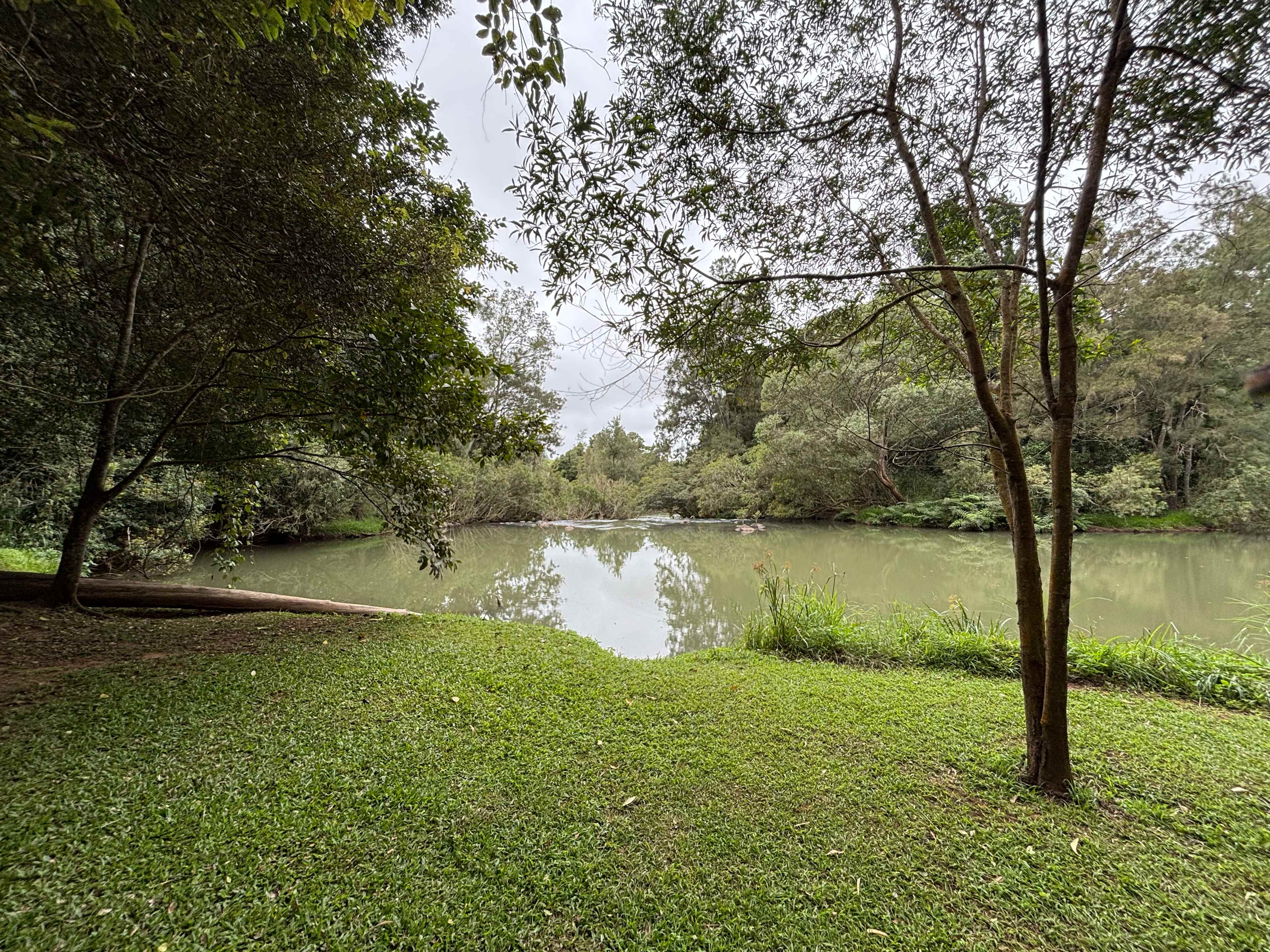 Large grassy bank to sit and relax by creek