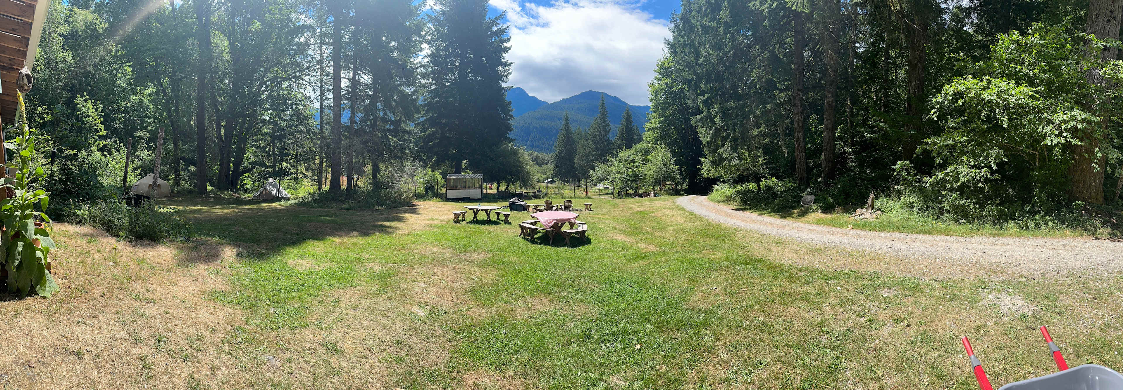 Pano of the camping space and garden. 