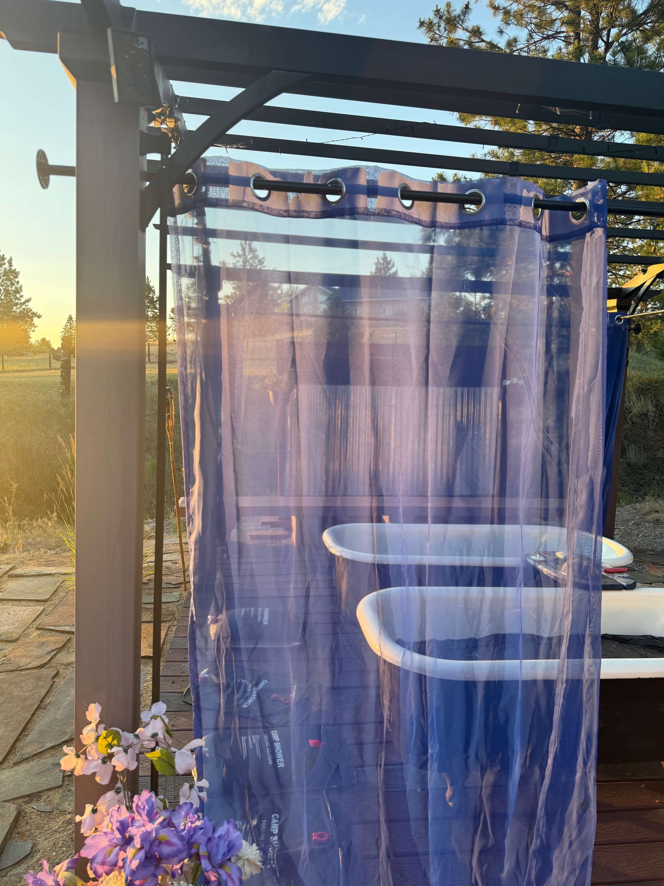 When we saw the curtains we thought we'd use them to create *some* privacy.  We were shocked when we opened them up!   