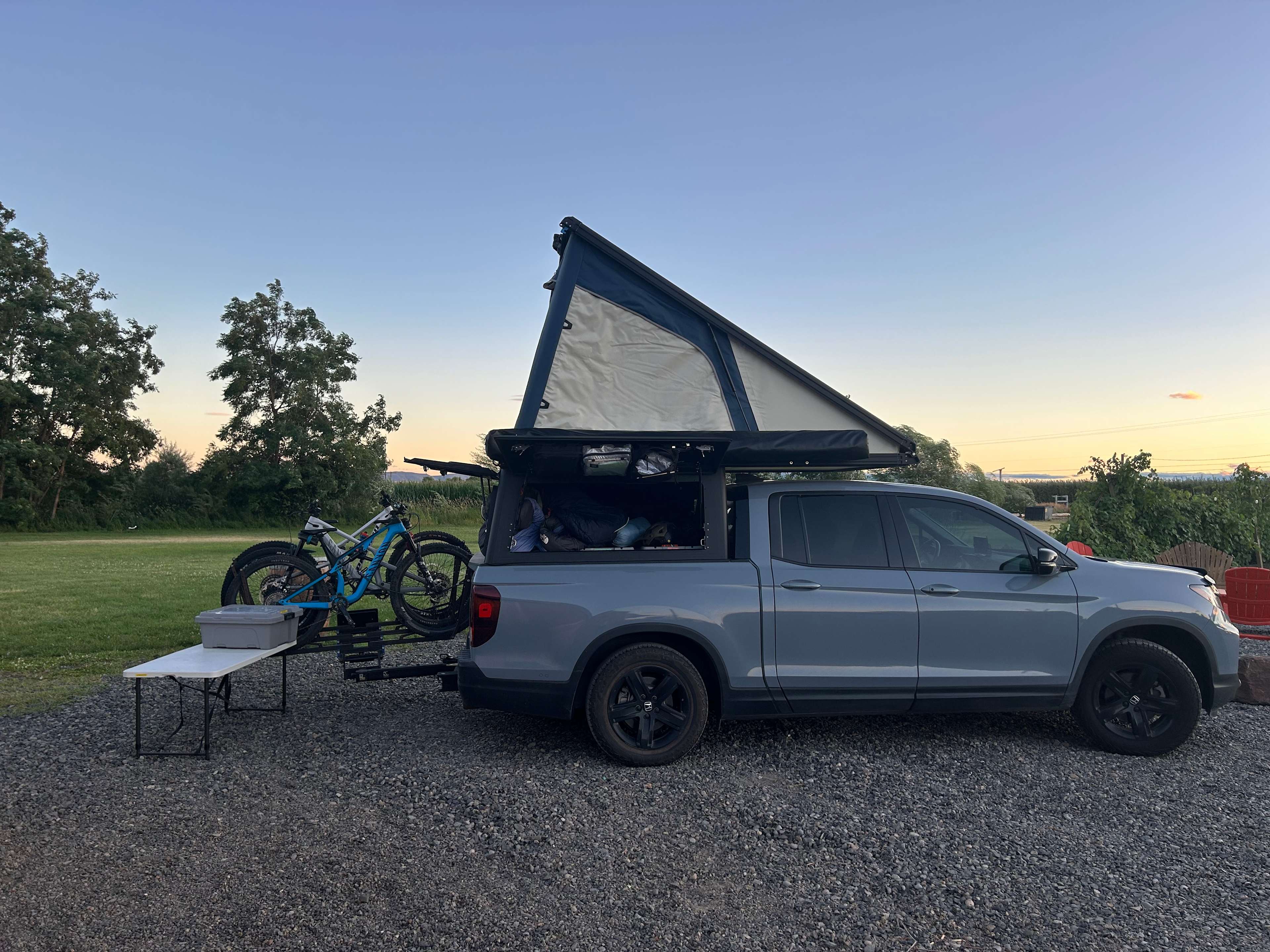 Sunset car camping. 