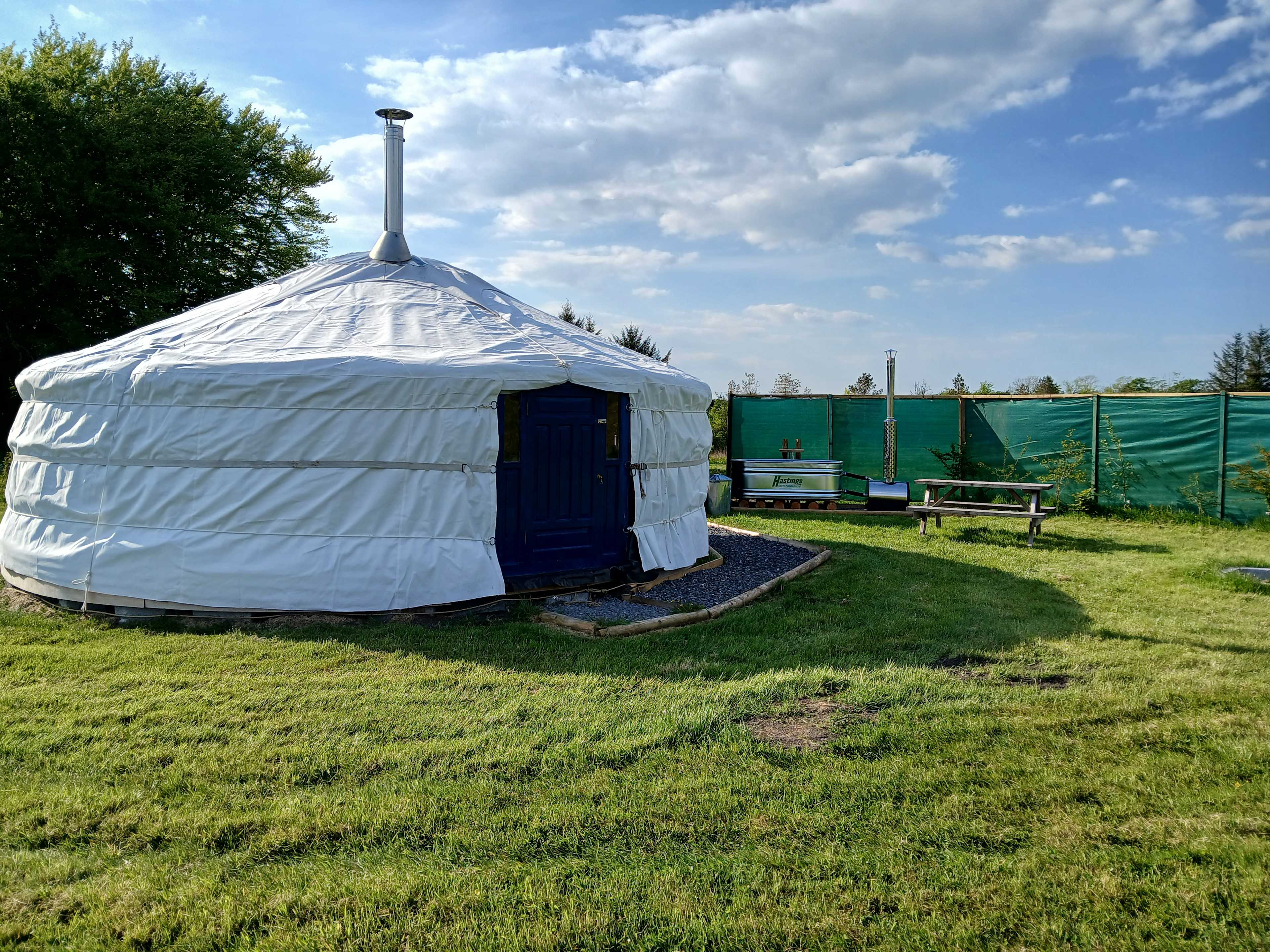 Traditional Mongolian Yurt with Wood fired Hippie Hot tub