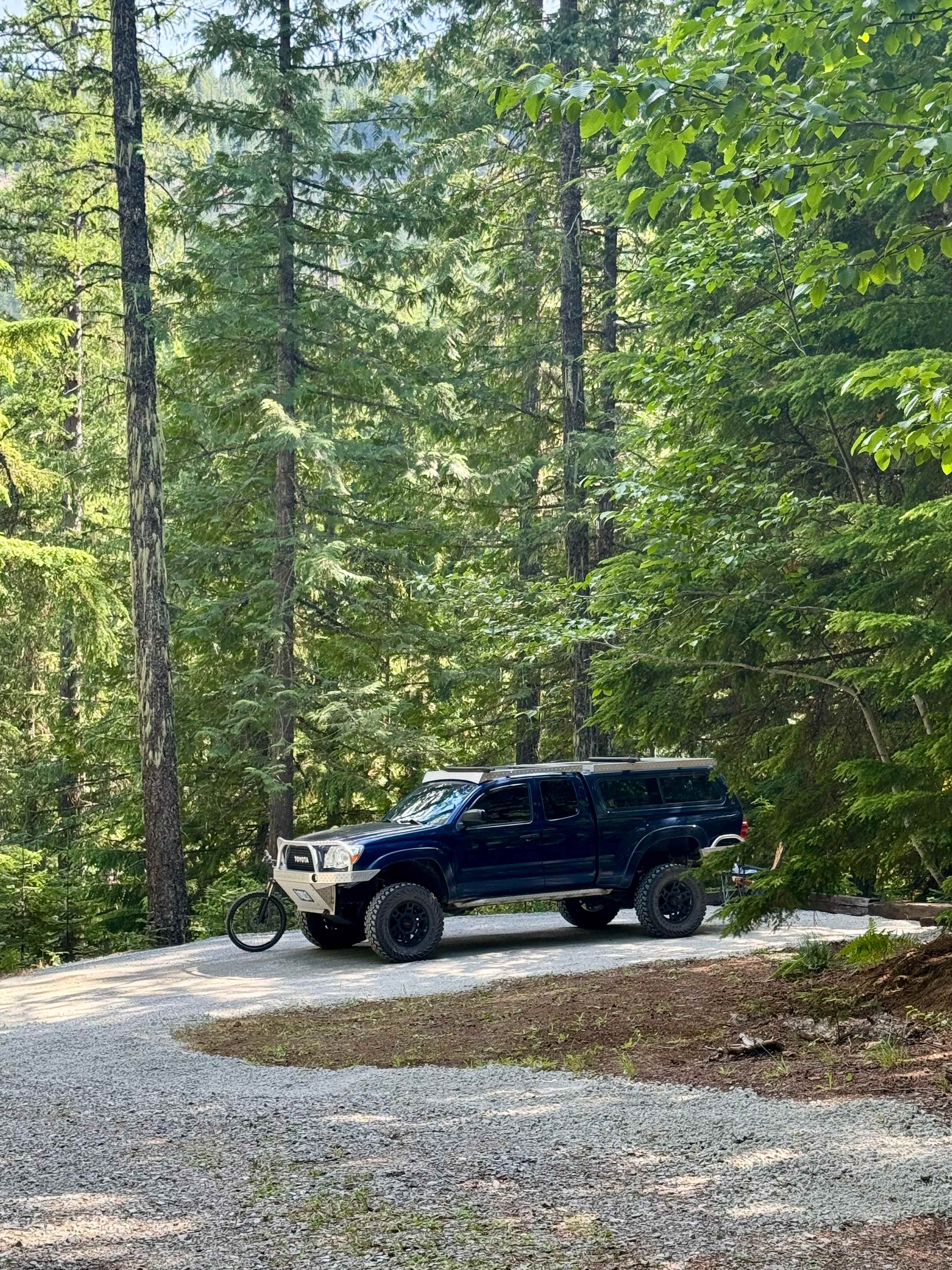 The Larch View site is perfect for trucks and vans and has a nice, flat, mostly compacted gravel parking space
