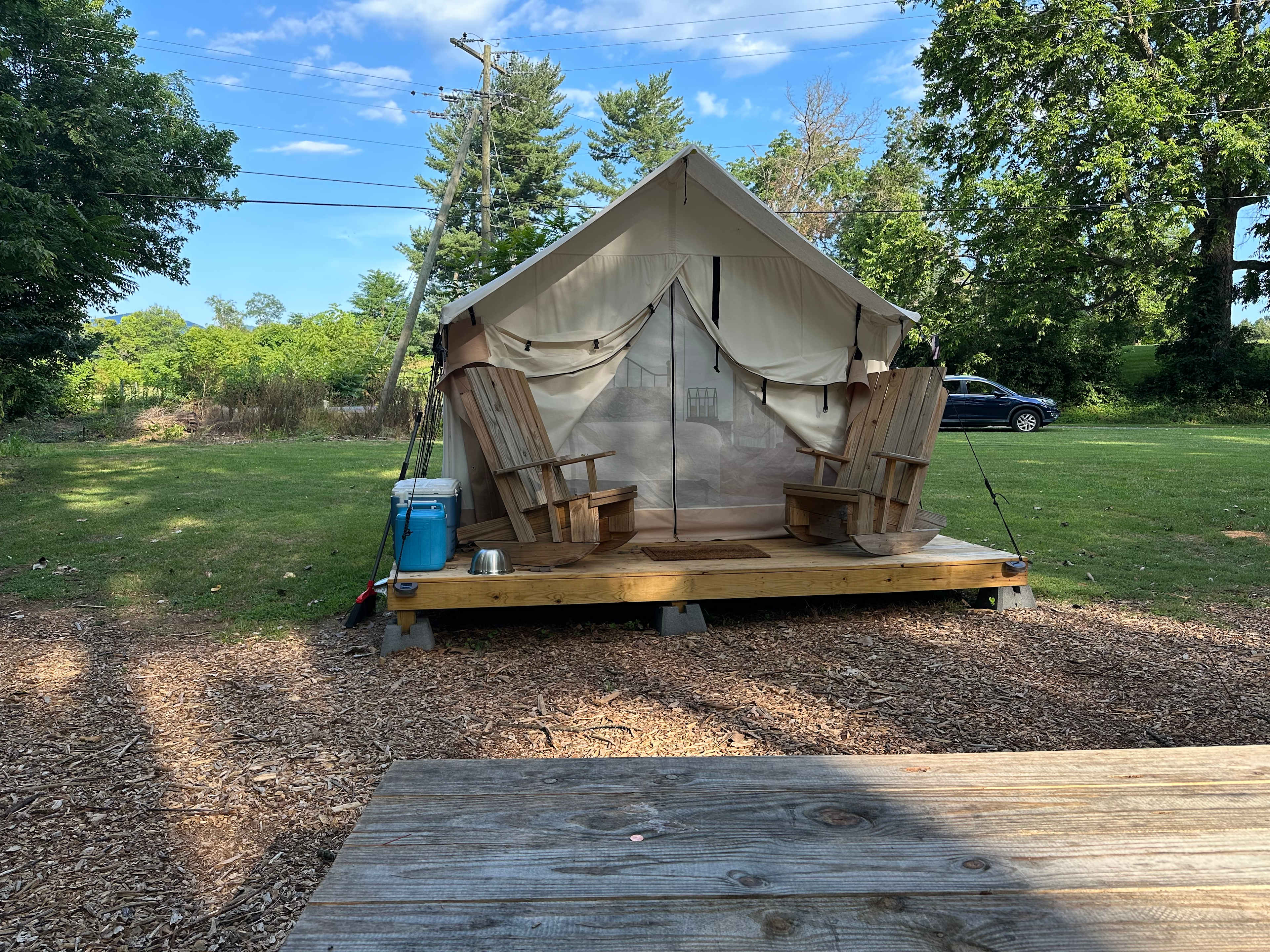 Outside tent