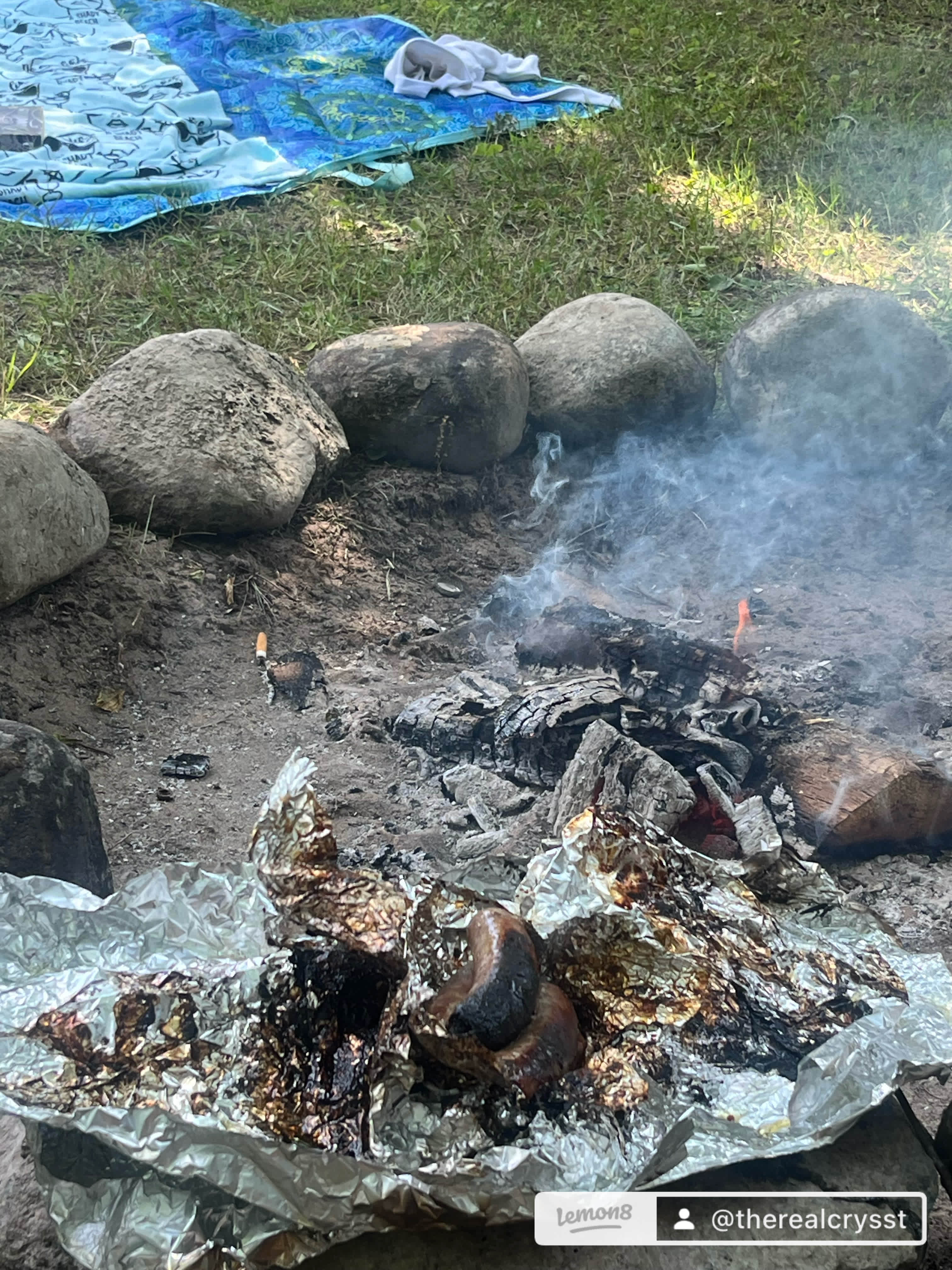 On site wood and fire pits built from river rocks ! 