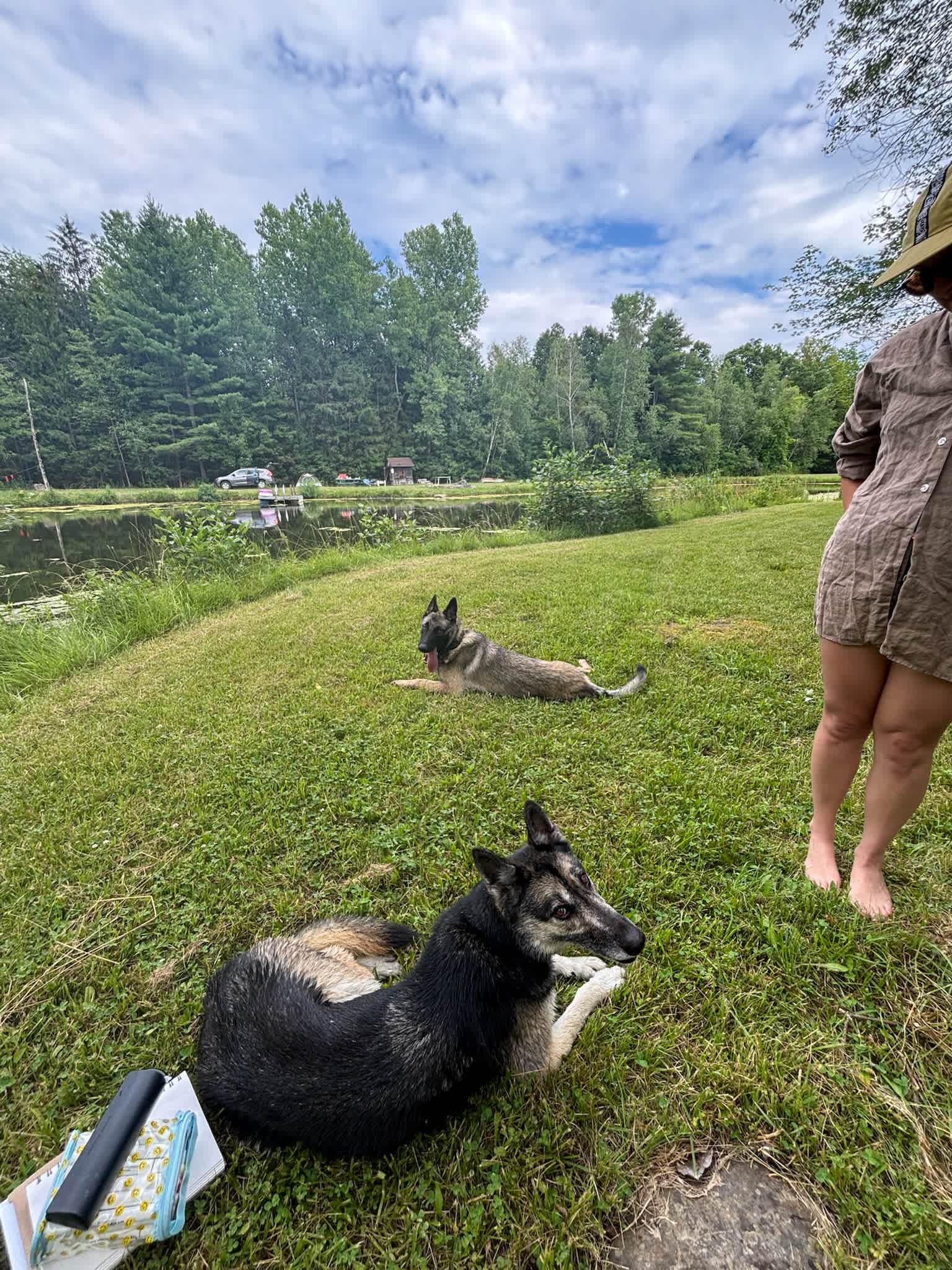 Tent camping next to private pond