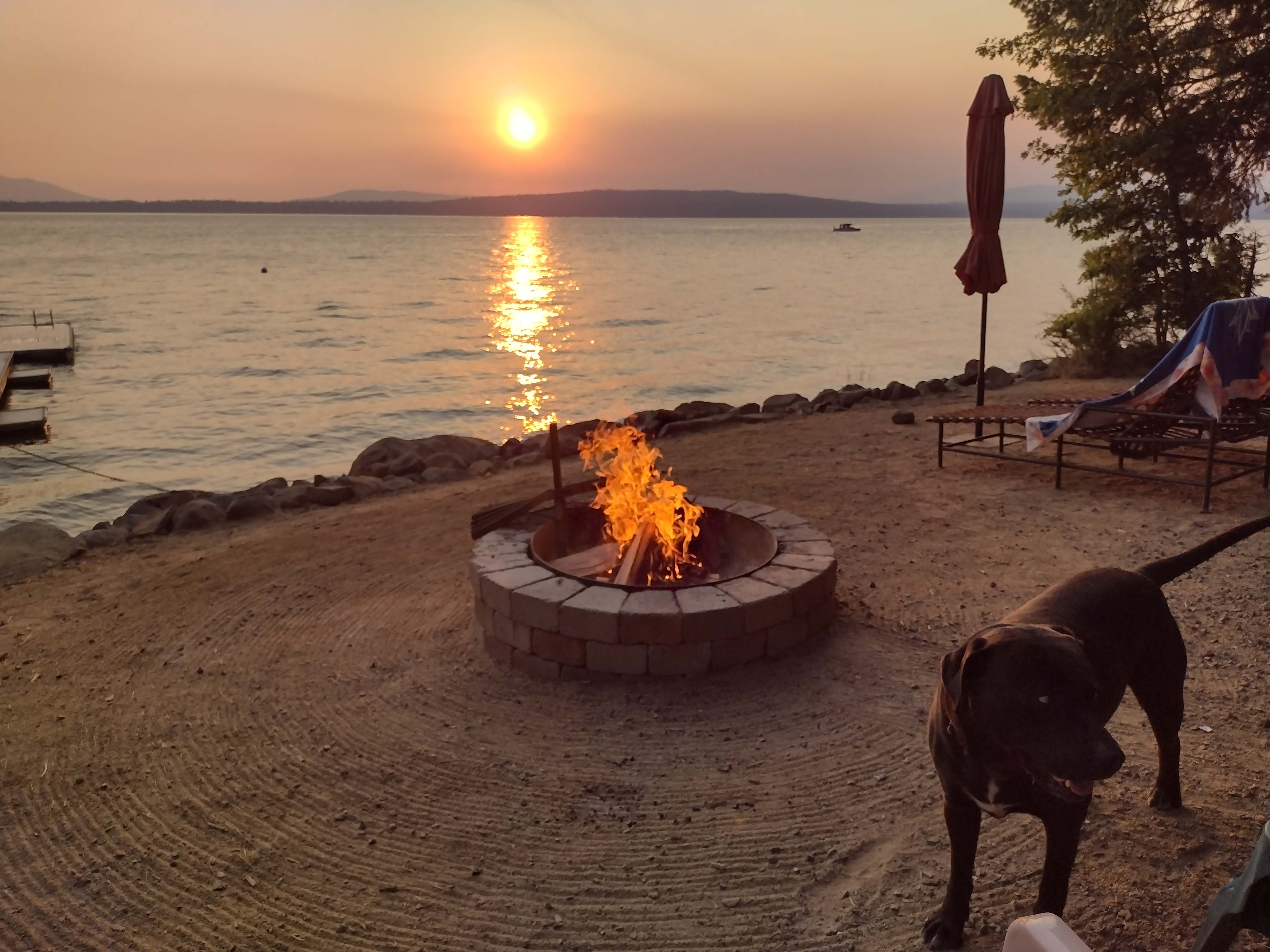 The Green fire smoked everything out but made for a cool sunset. 