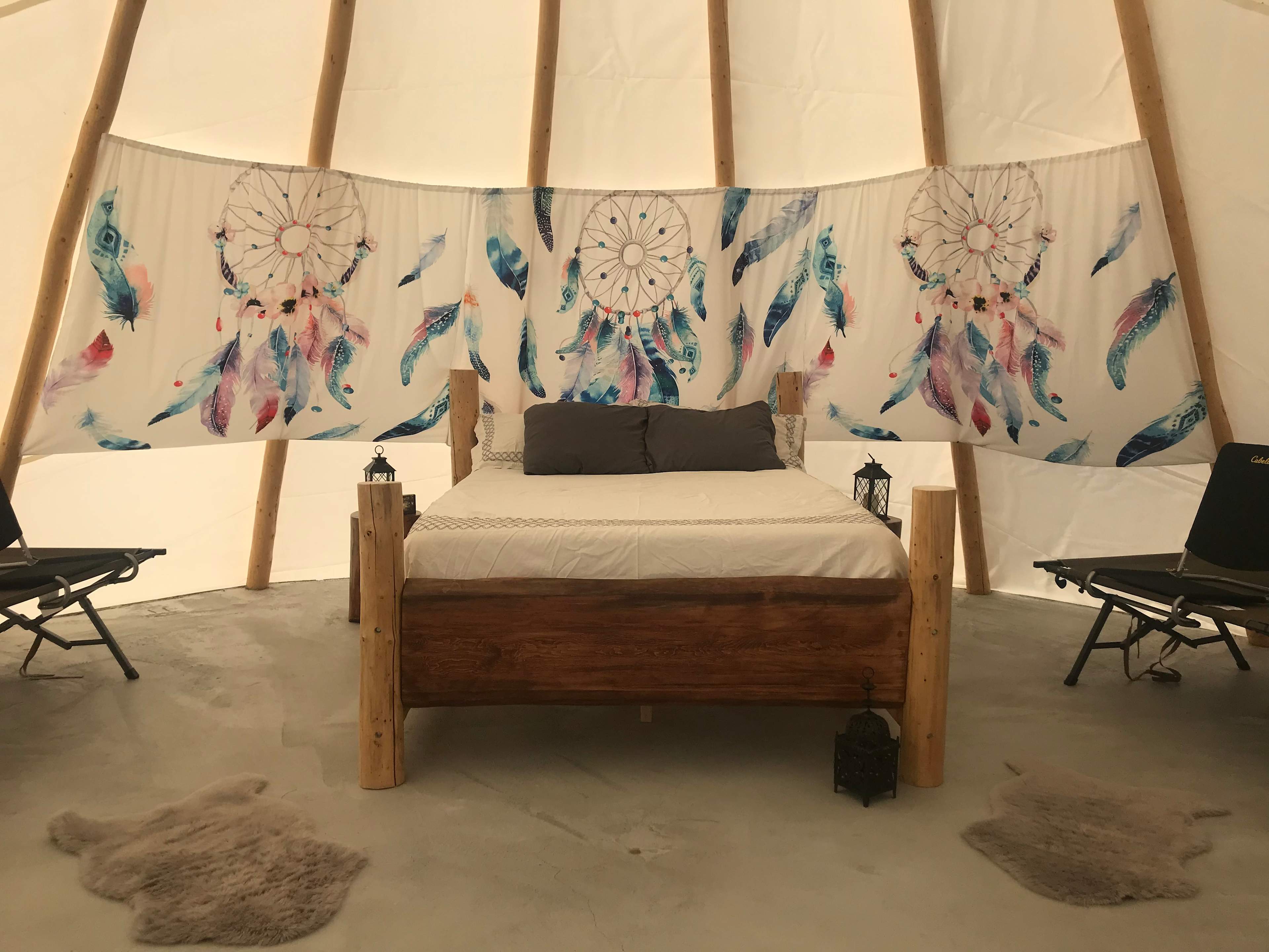 Homemade log queen size bed